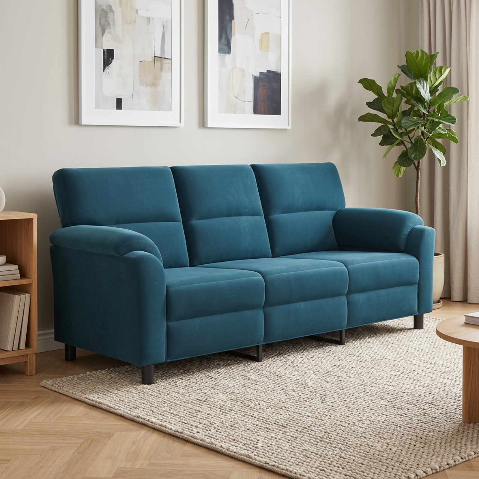 Bank Blauw 214 x 85 x 93 cm fluweel