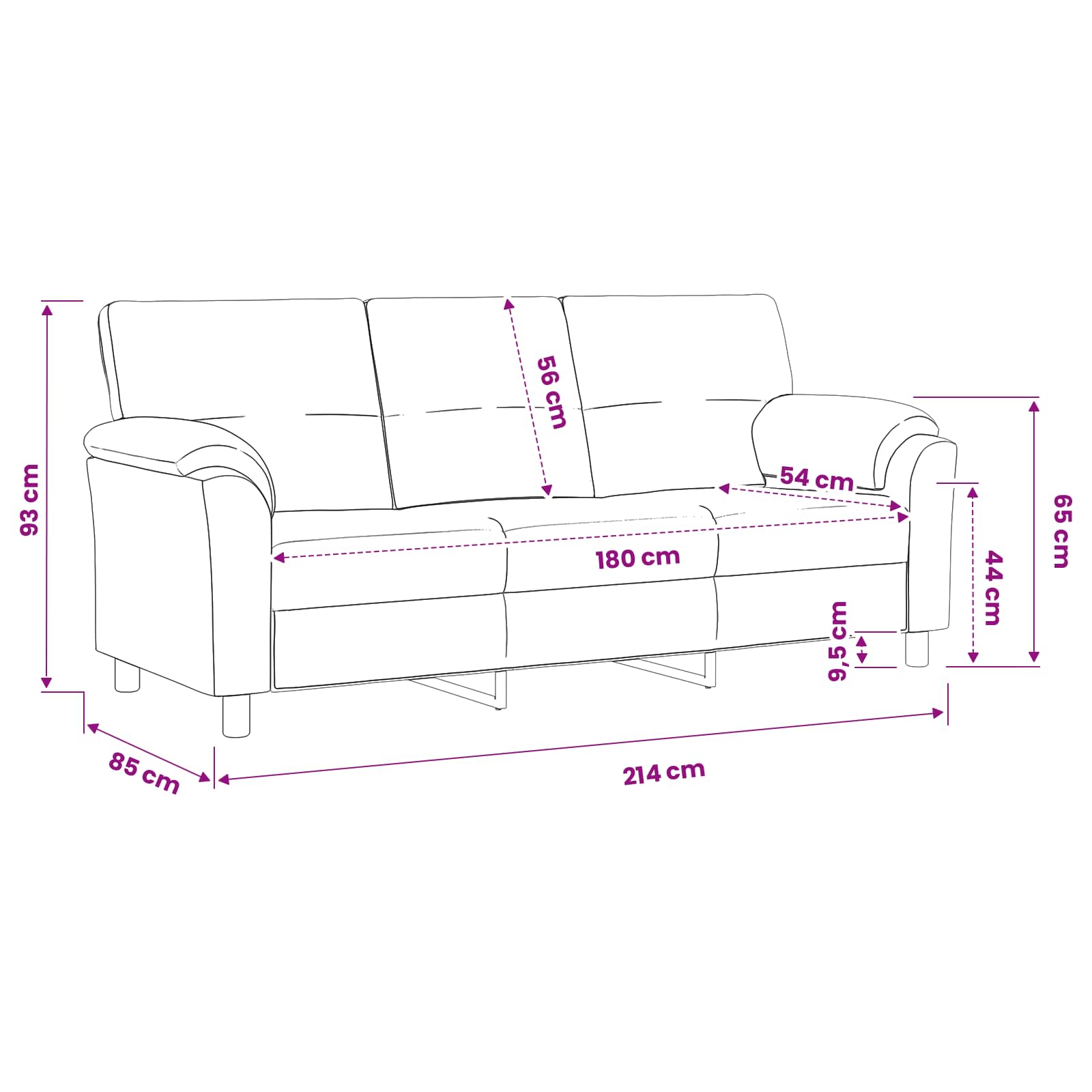 Bank Zeegroen 214 x 85 x 93 cm fluweel