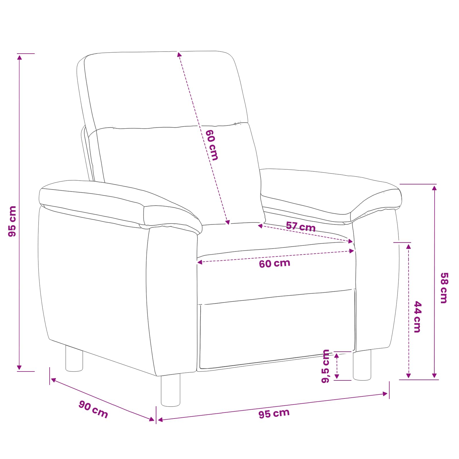 Bank Jeans Blauw 95 x 90 x 95 cm Stof