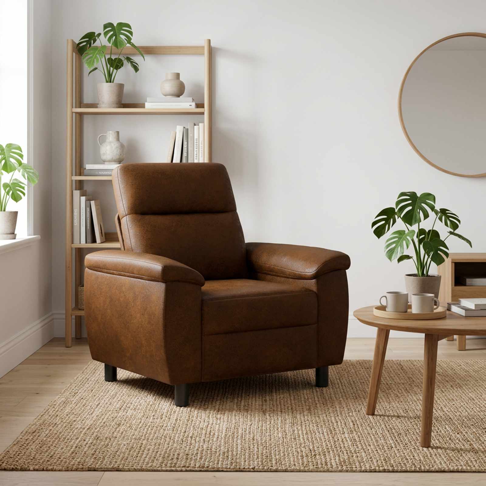 Bank Bruin 95 x 90 x 95 cm Nep Suede Leer