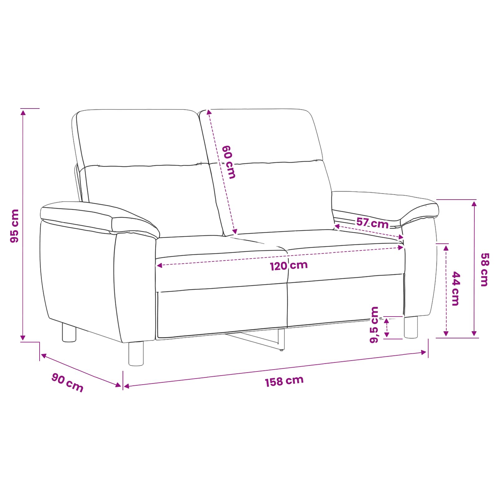 Bank Donkerbruin 158 x 90 x 95 cm Stof