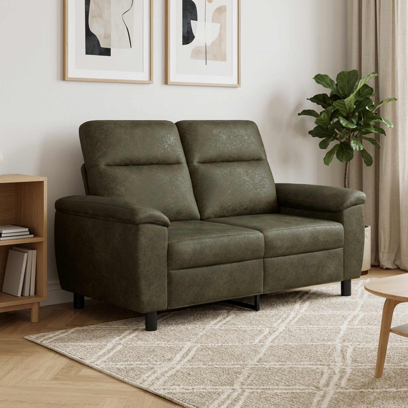 Bank Legergroen 158 x 90 x 95 cm Nep Suede Leer