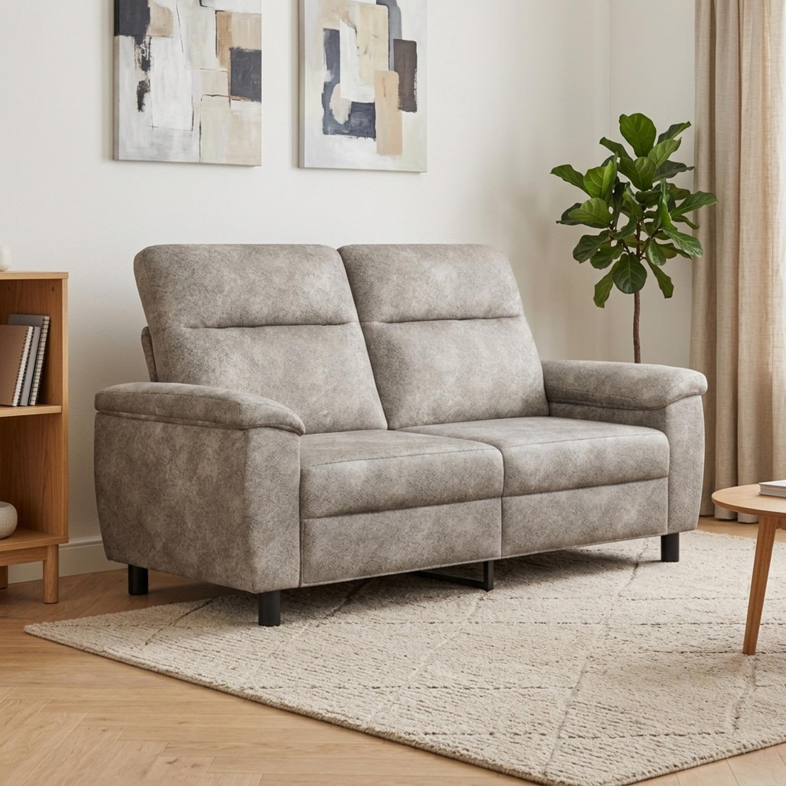 Bank Lichtgrijs 178 x 90 x 95 cm Nep Suede Leer
