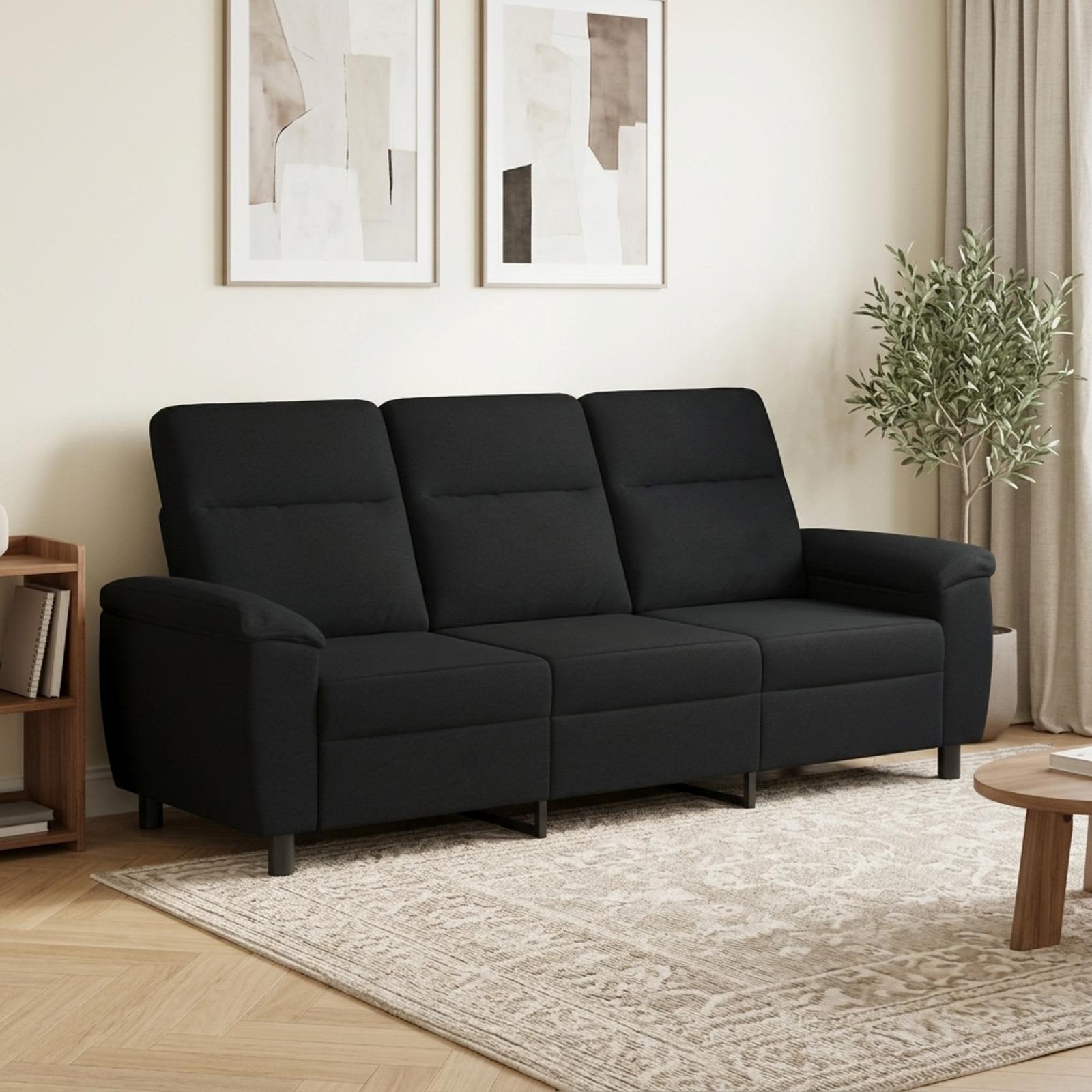 Bank Zwart 214 x 90 x 95 cm Stof