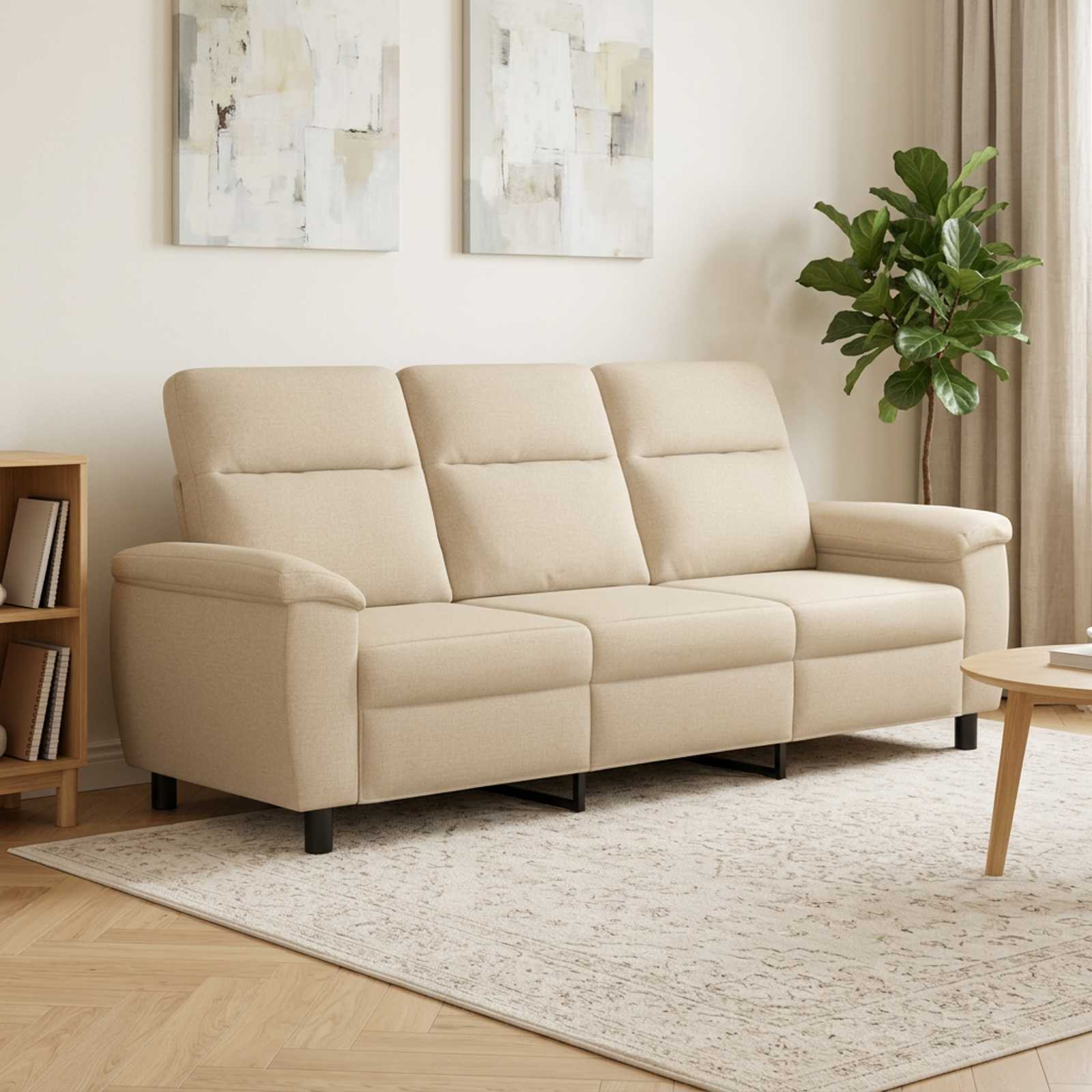 Bank Crèmekleurig 214 x 90 x 95 cm Stof
