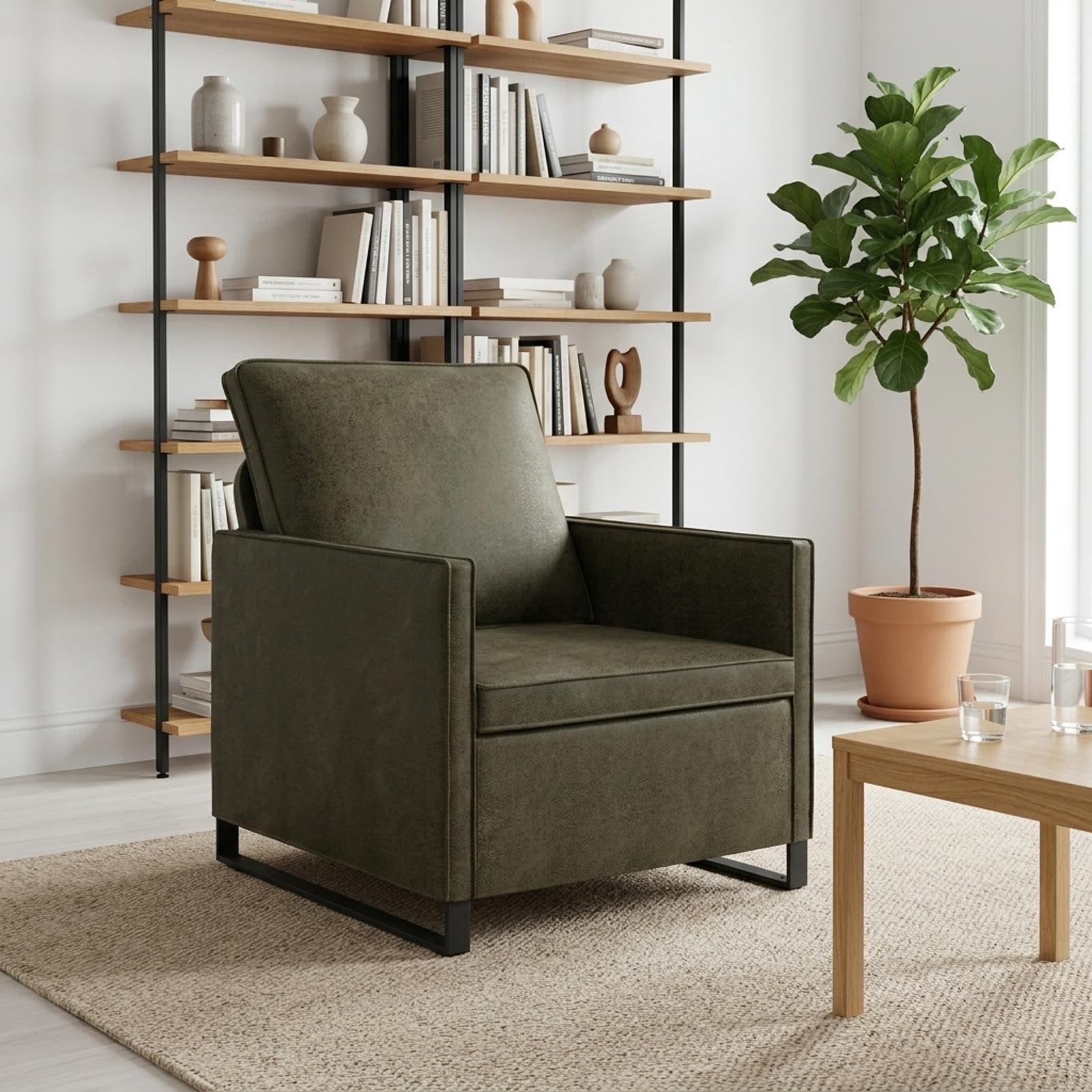 Fauteuil Legergroen 70 x 81 x 82 cm Faux Suède Stof