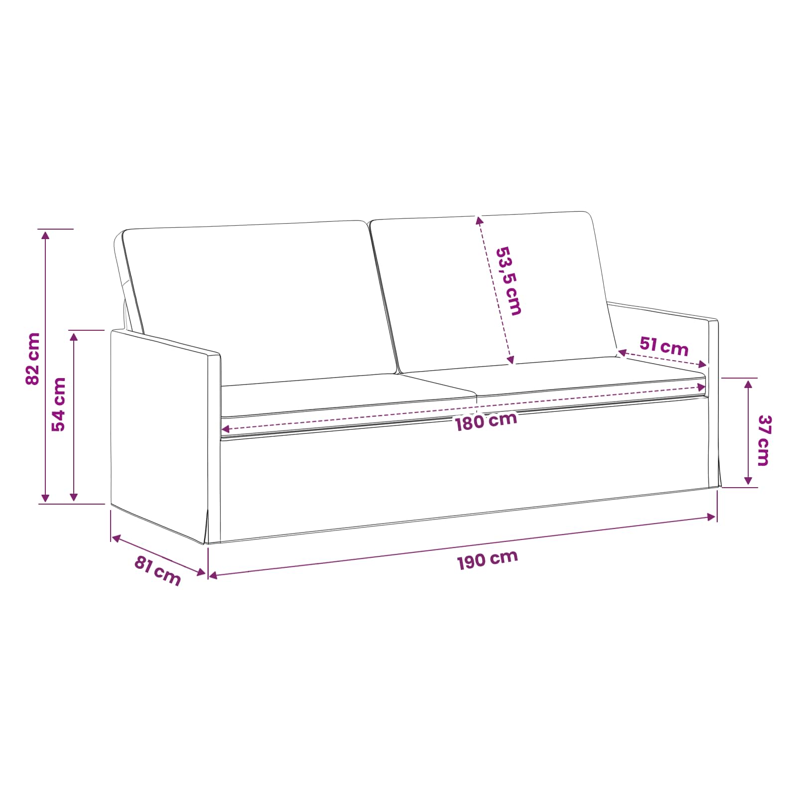 3-zits bank Taupe 190 x 81 x 82 cm Stof