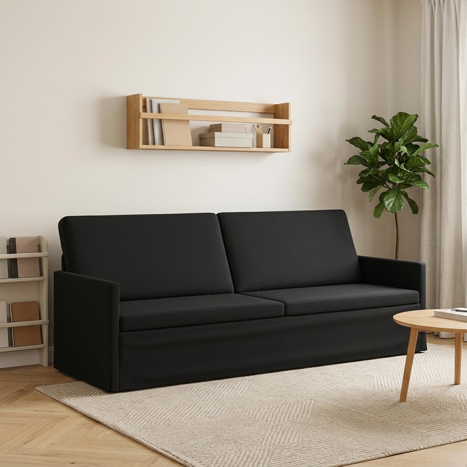 3-zits bank Zwart 220 x 81 x 82 cm fluweel