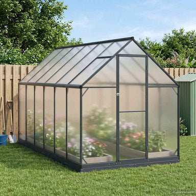 Tuin Serre met de deur Antracietkleurig 183,5 x 363,5 x 207 cm