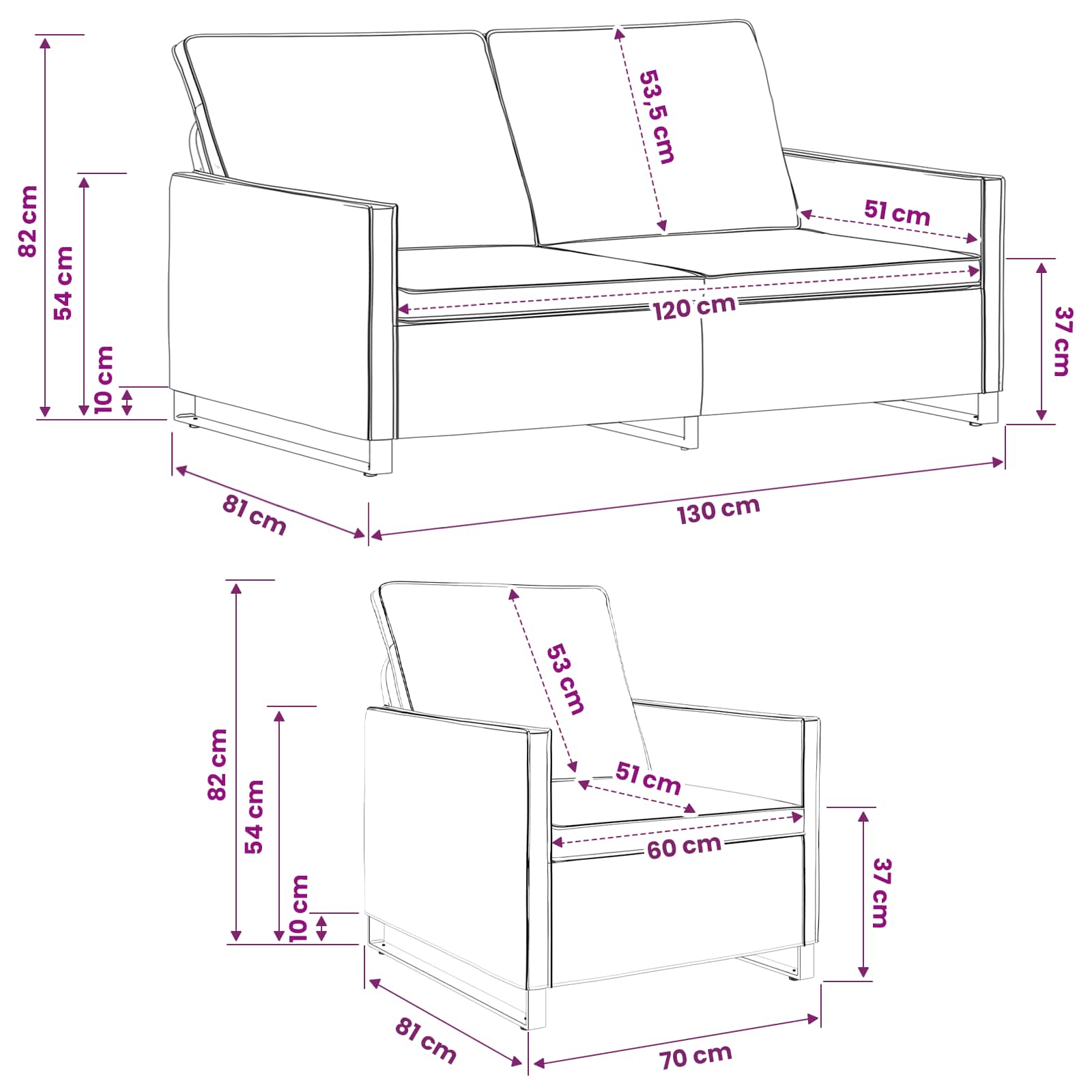 Bankstel 2 pcs Bruin Faux Suède Stof