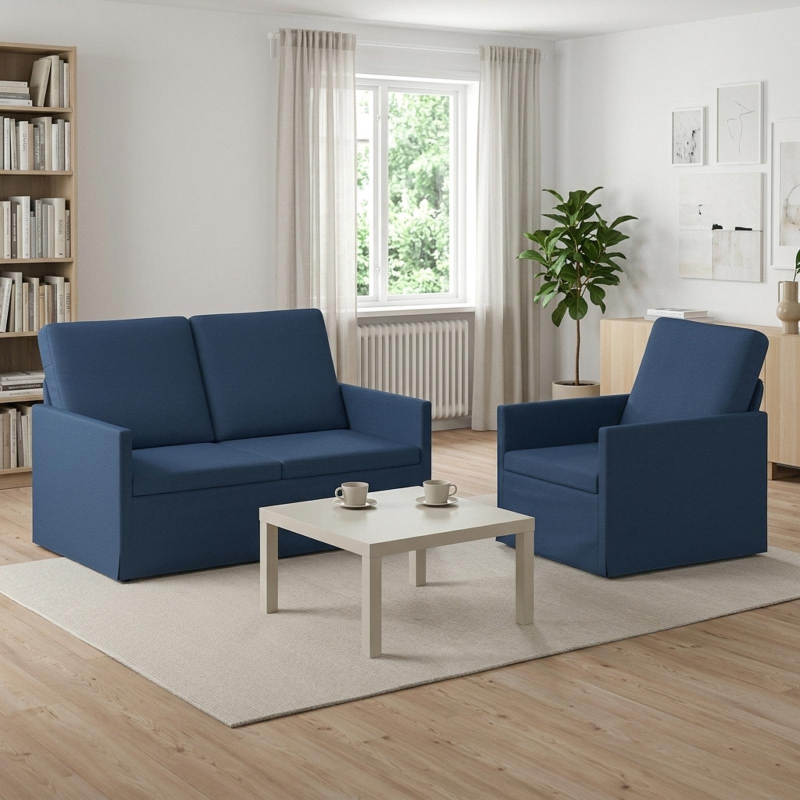Bankstel 2 pcs Blauw Stof