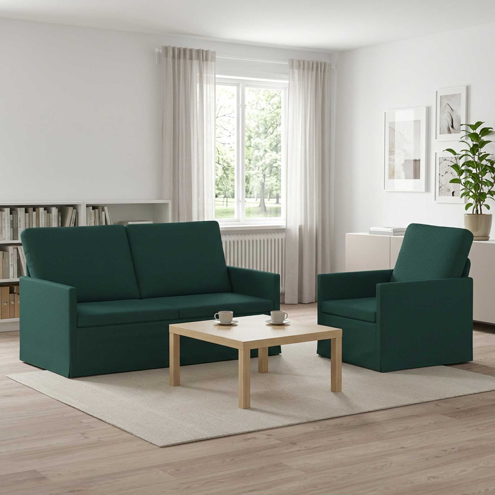 Bankstel 2 pcs Donkergroen Stof