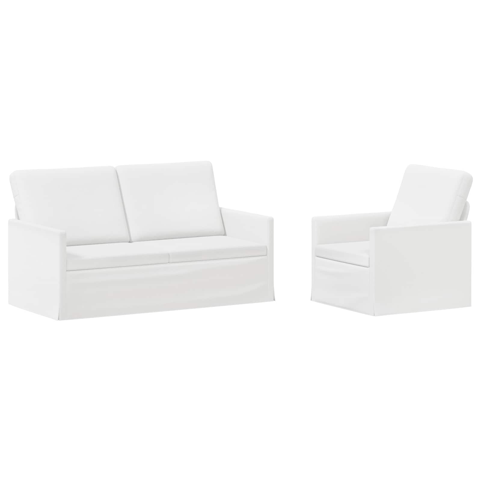 Bankstel 2 pcs Wit Stof