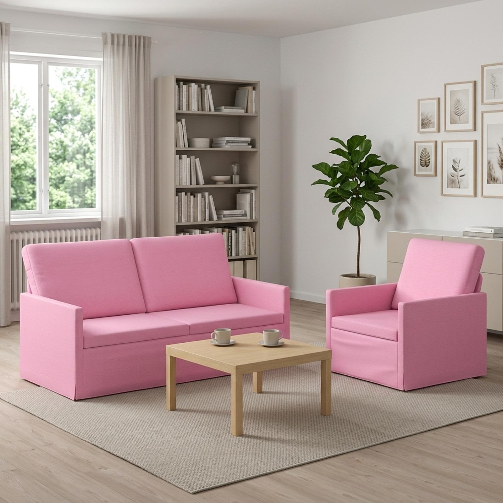 Bankstel 2 pcs Roze Stof