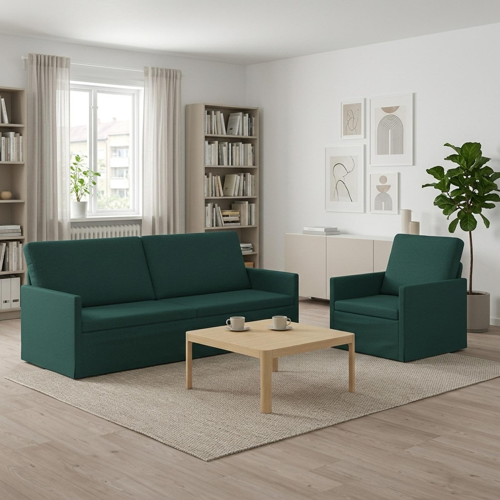 Bankstel 2 pcs Donkergroen Stof