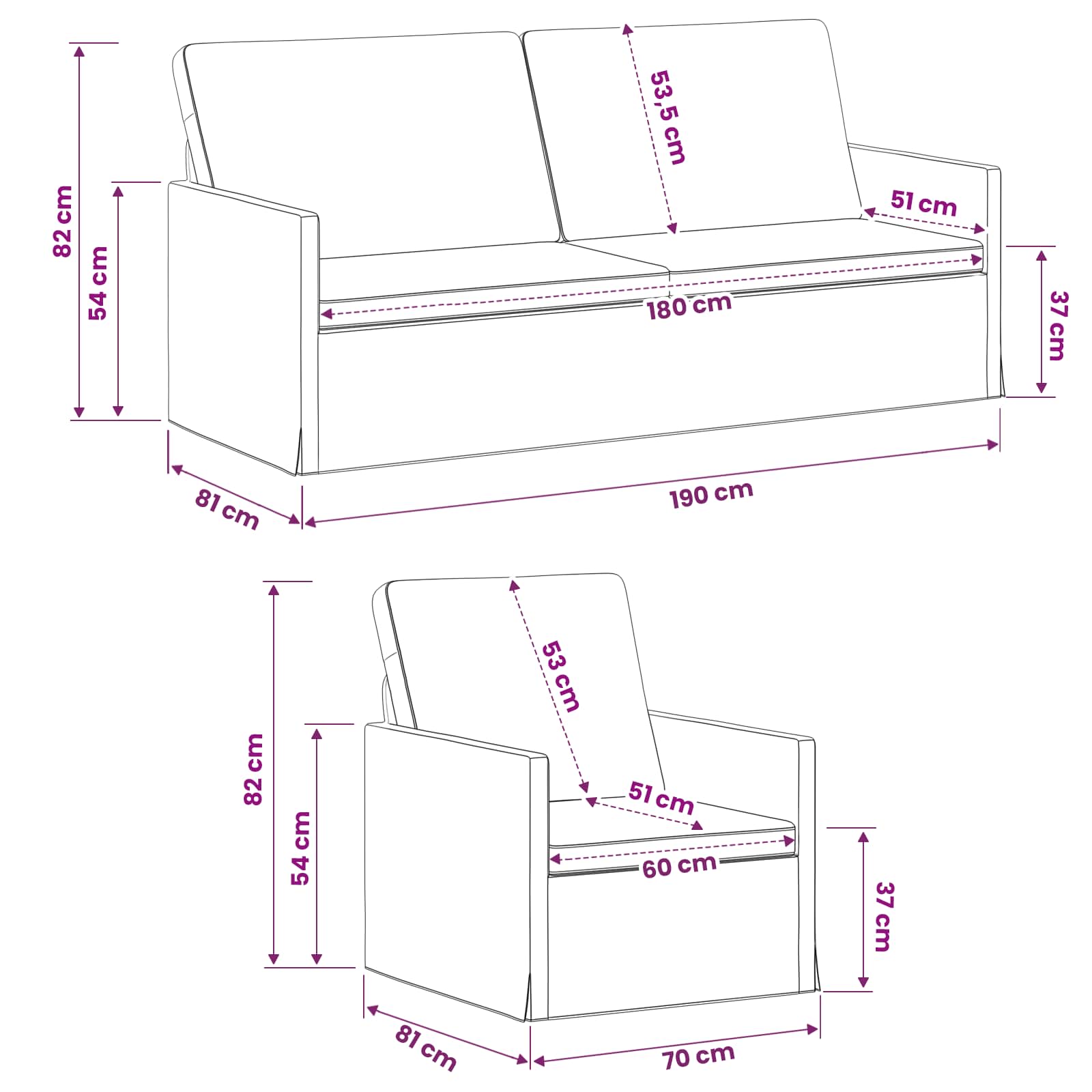 Bankstel 2 pcs Lichtgeel Stof
