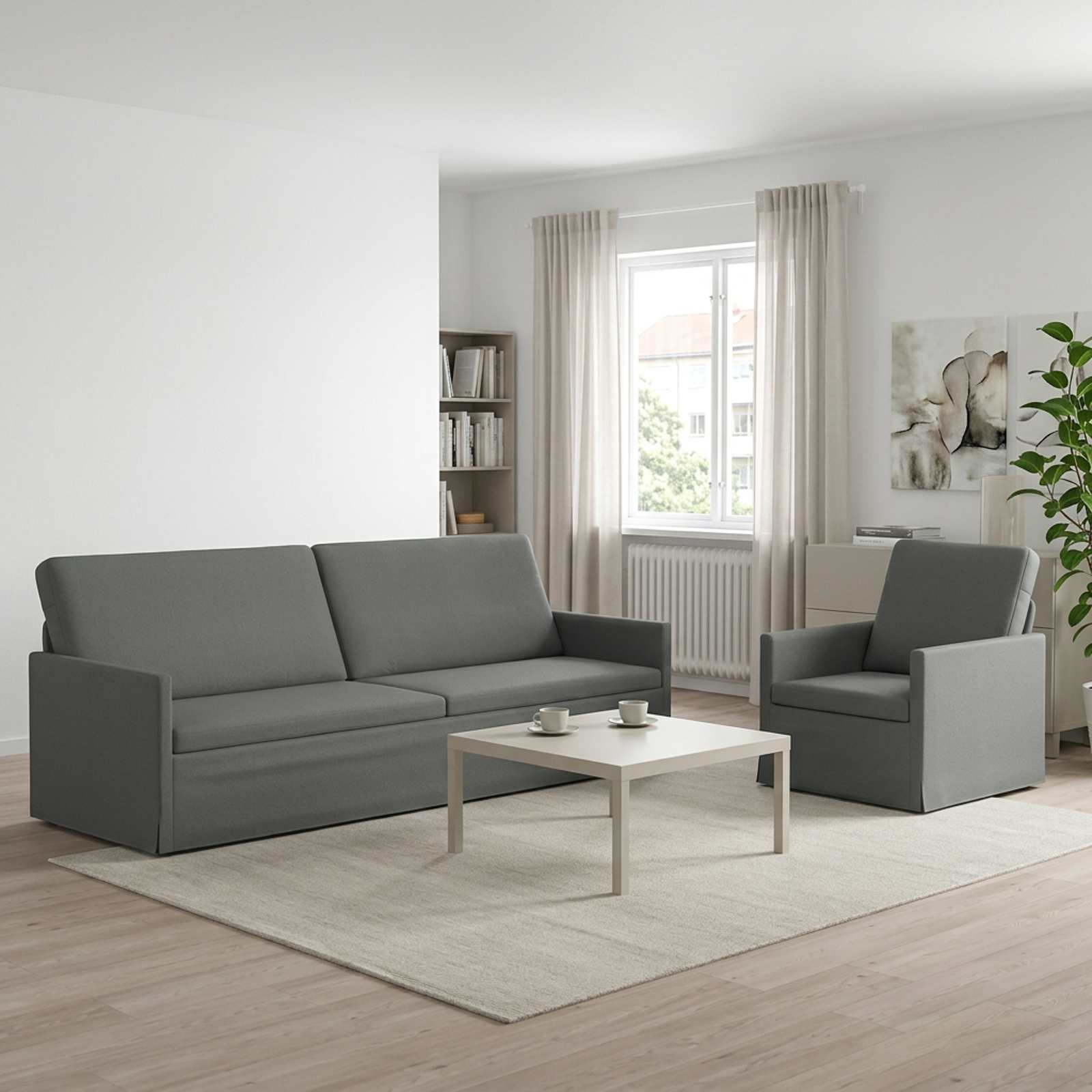Bankstel 2 pcs Donkergrijs Stof