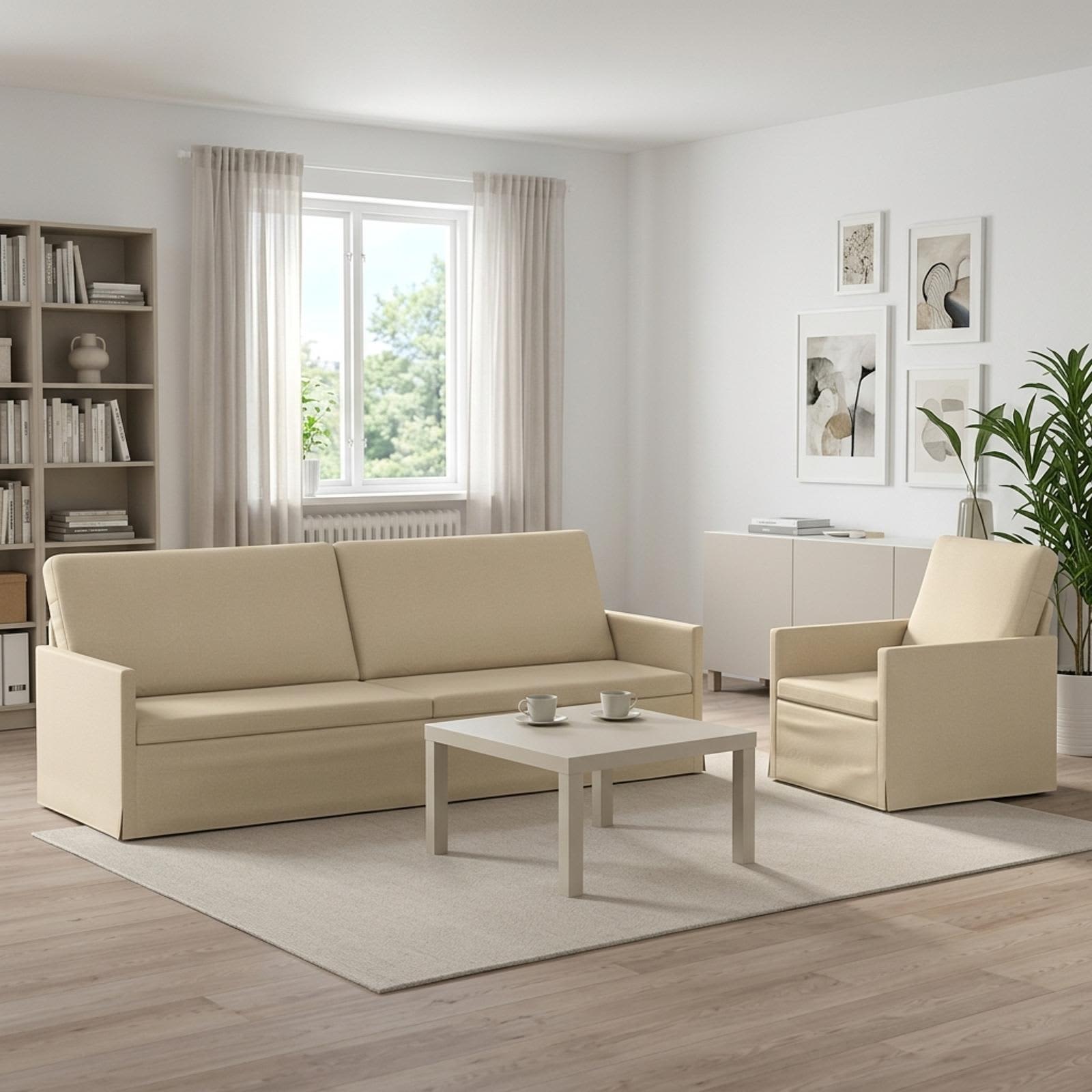 Bankstel 2 pcs Crèmekleurig Stof