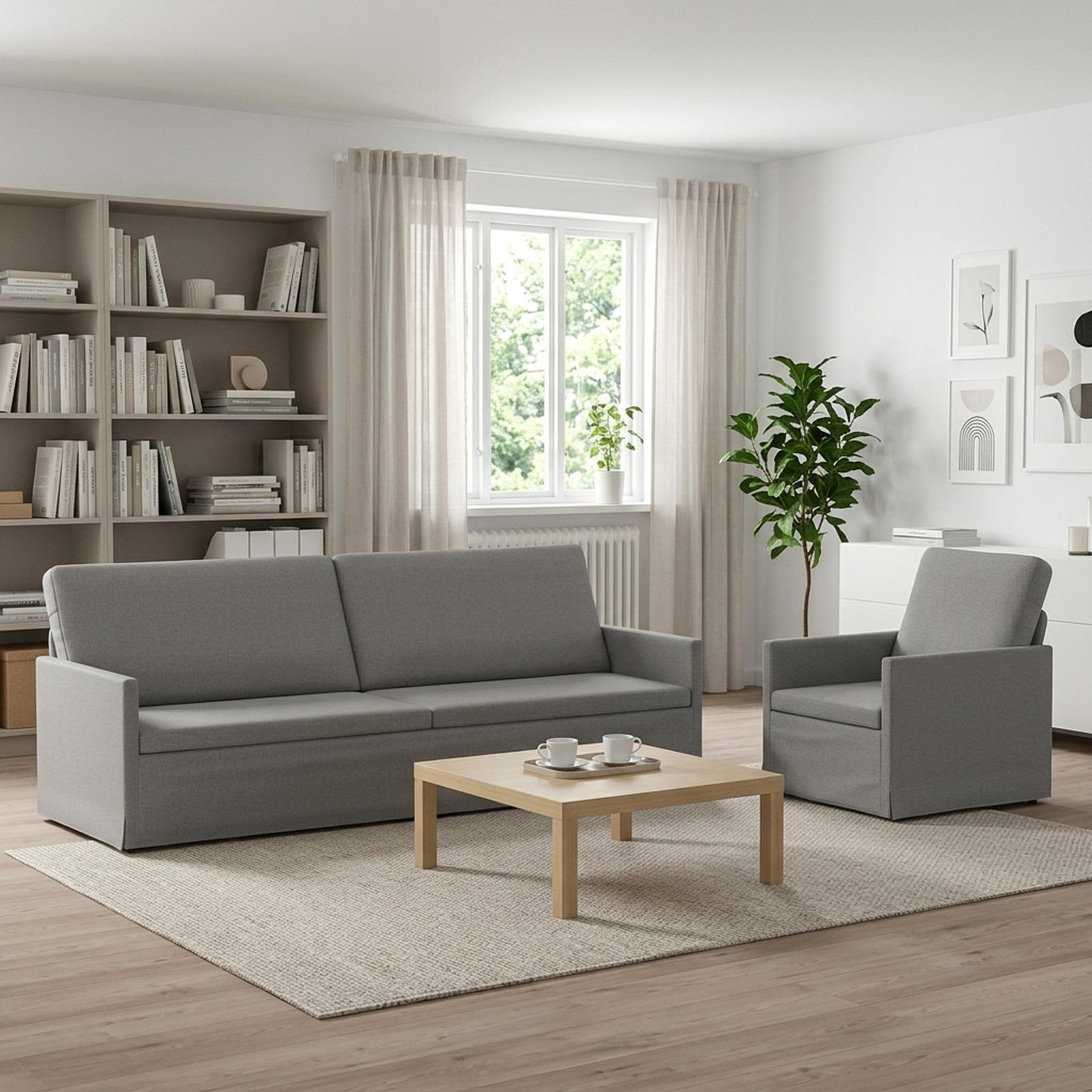Bankstel 2 pcs Wolkengrijs Stof