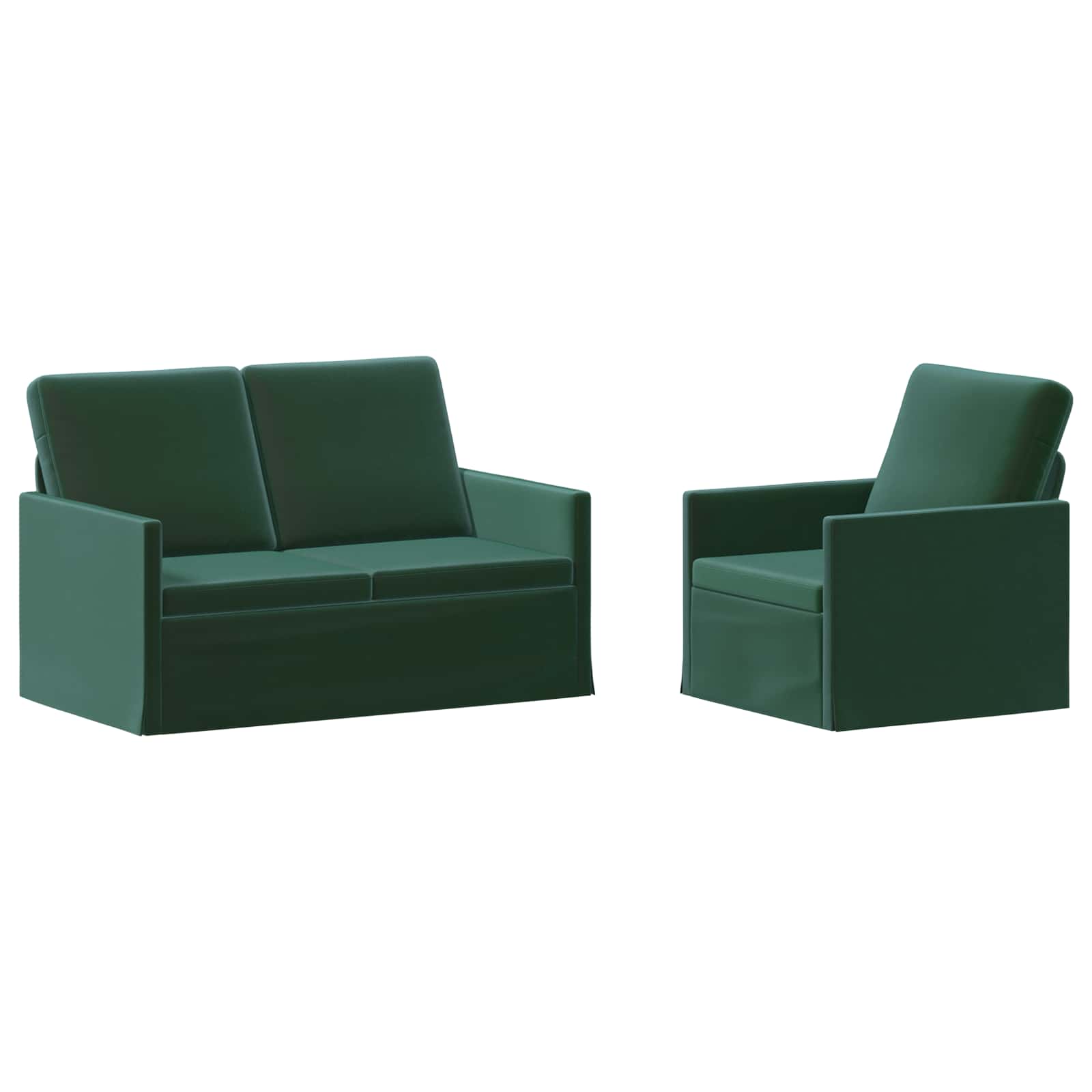 Bankstel 2 pcs Donkergroen fluweel