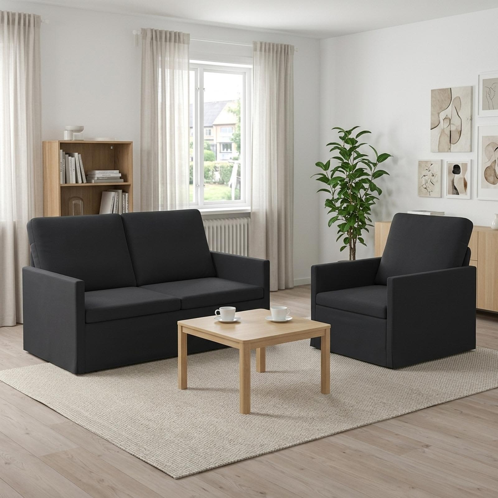 Bankstel 2 pcs Zwart fluweel