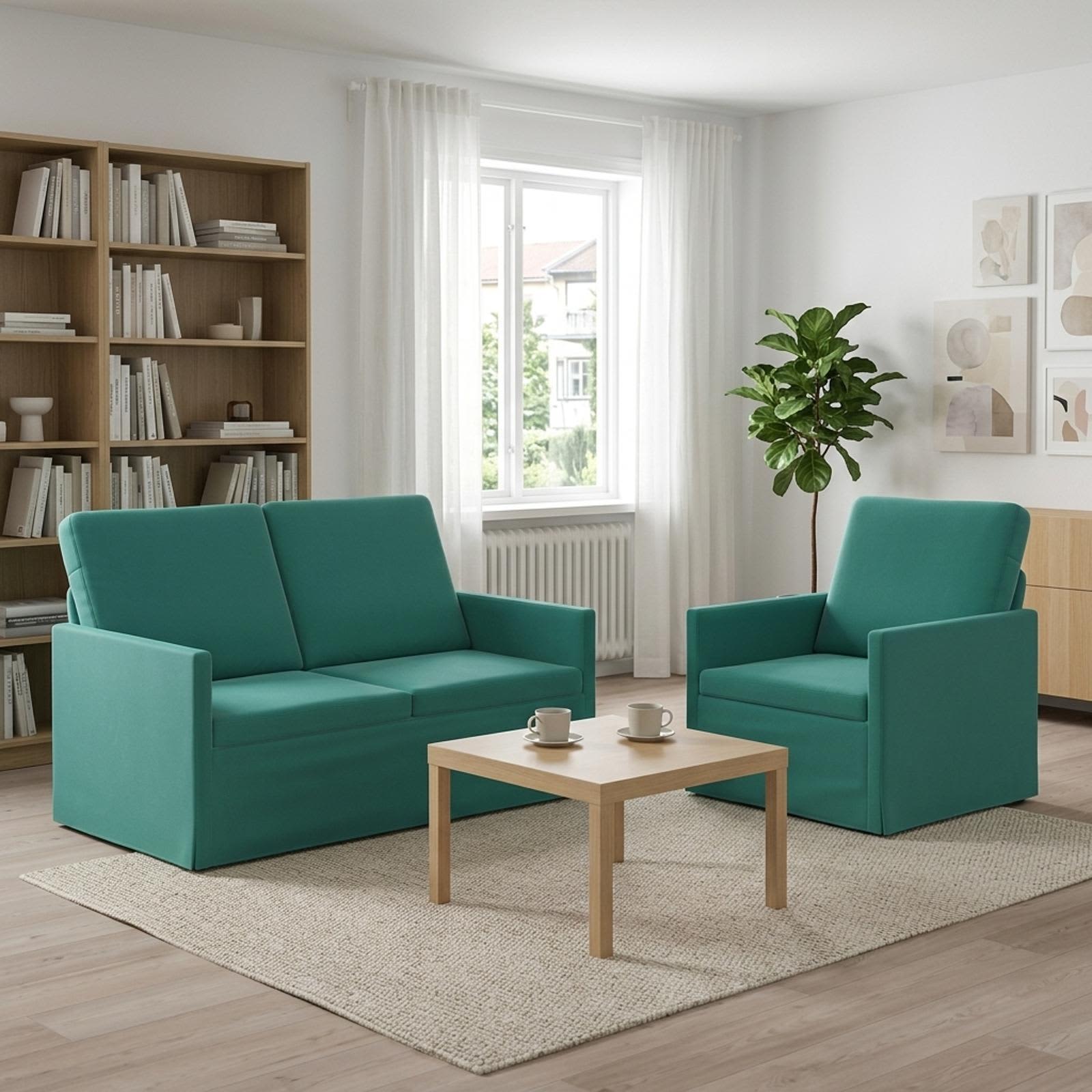 Bankstel 2 pcs Turquoise fluweel