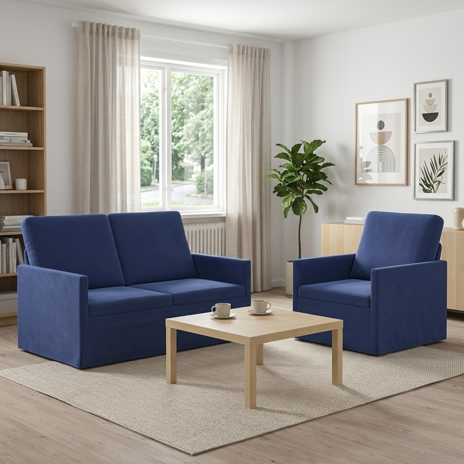Bankstel 2 pcs Politieblauw fluweel