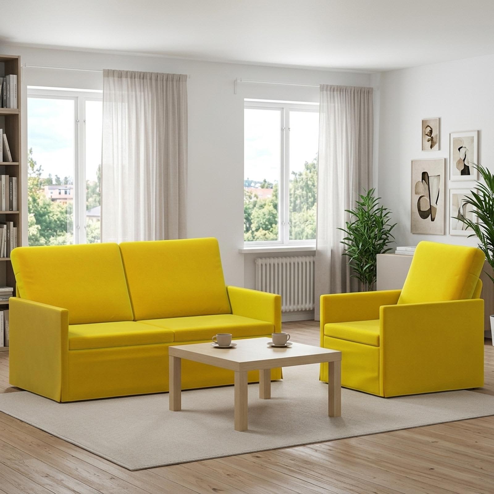 Bankstel 2 pcs Geel fluweel