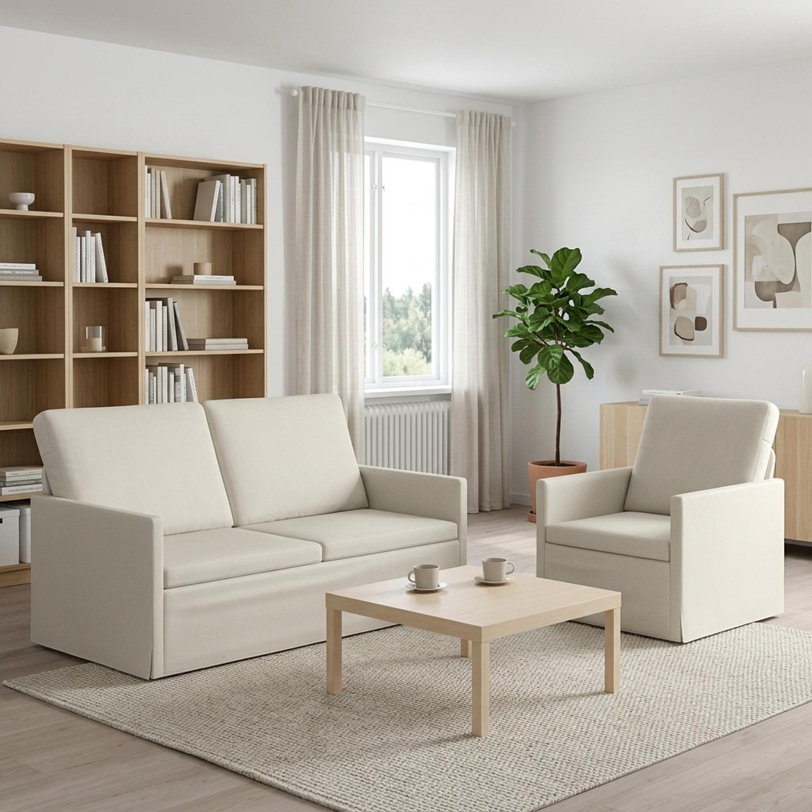 Bankstel 2 pcs Crèmekleurig fluweel