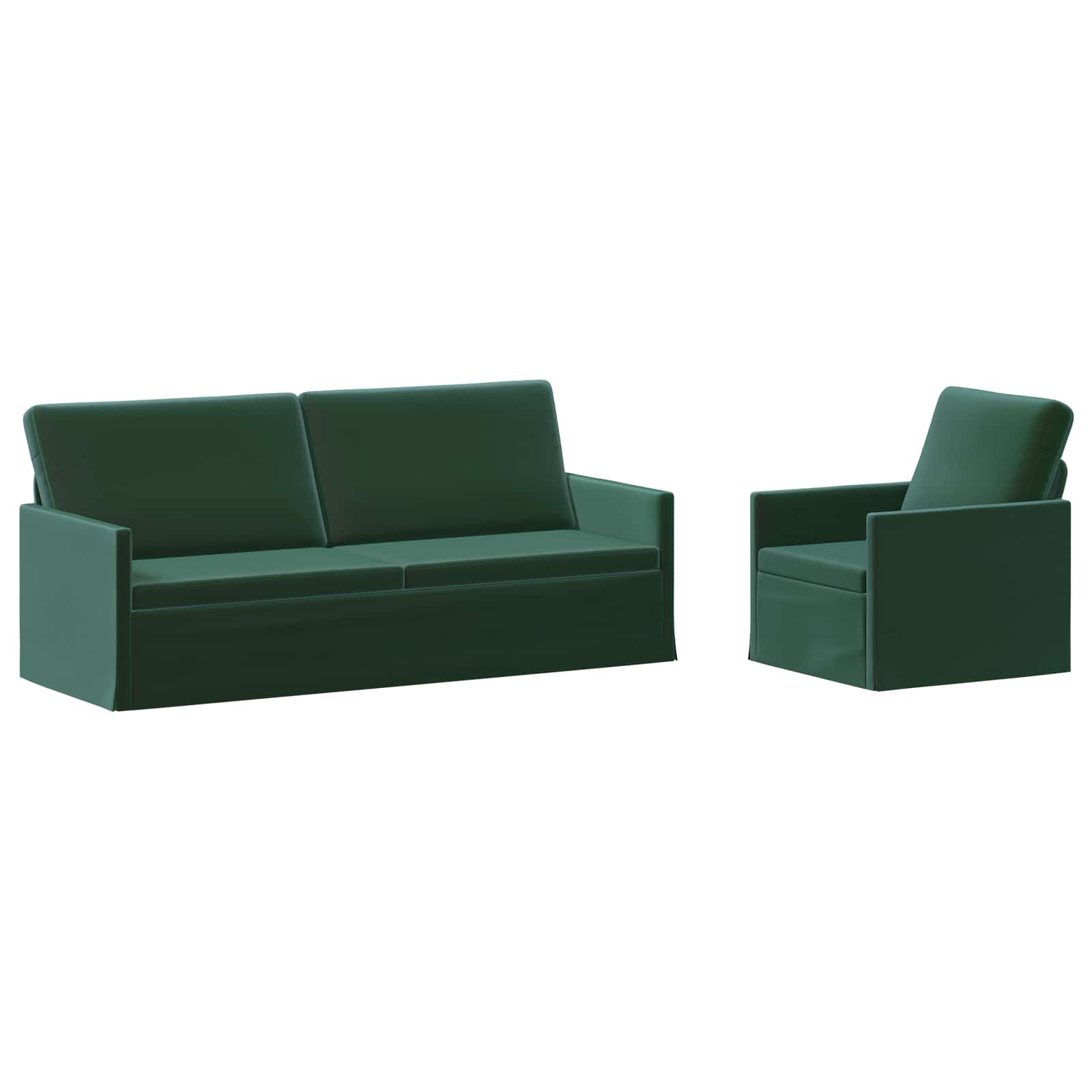Bankstel 2 pcs Donkergroen fluweel