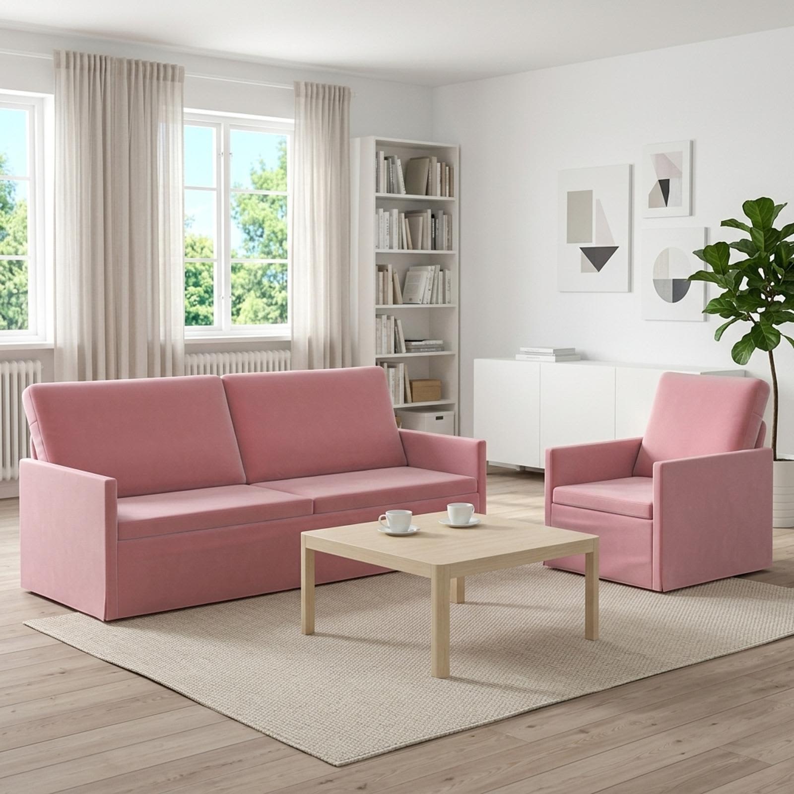 Bankstel 2 pcs Roze fluweel