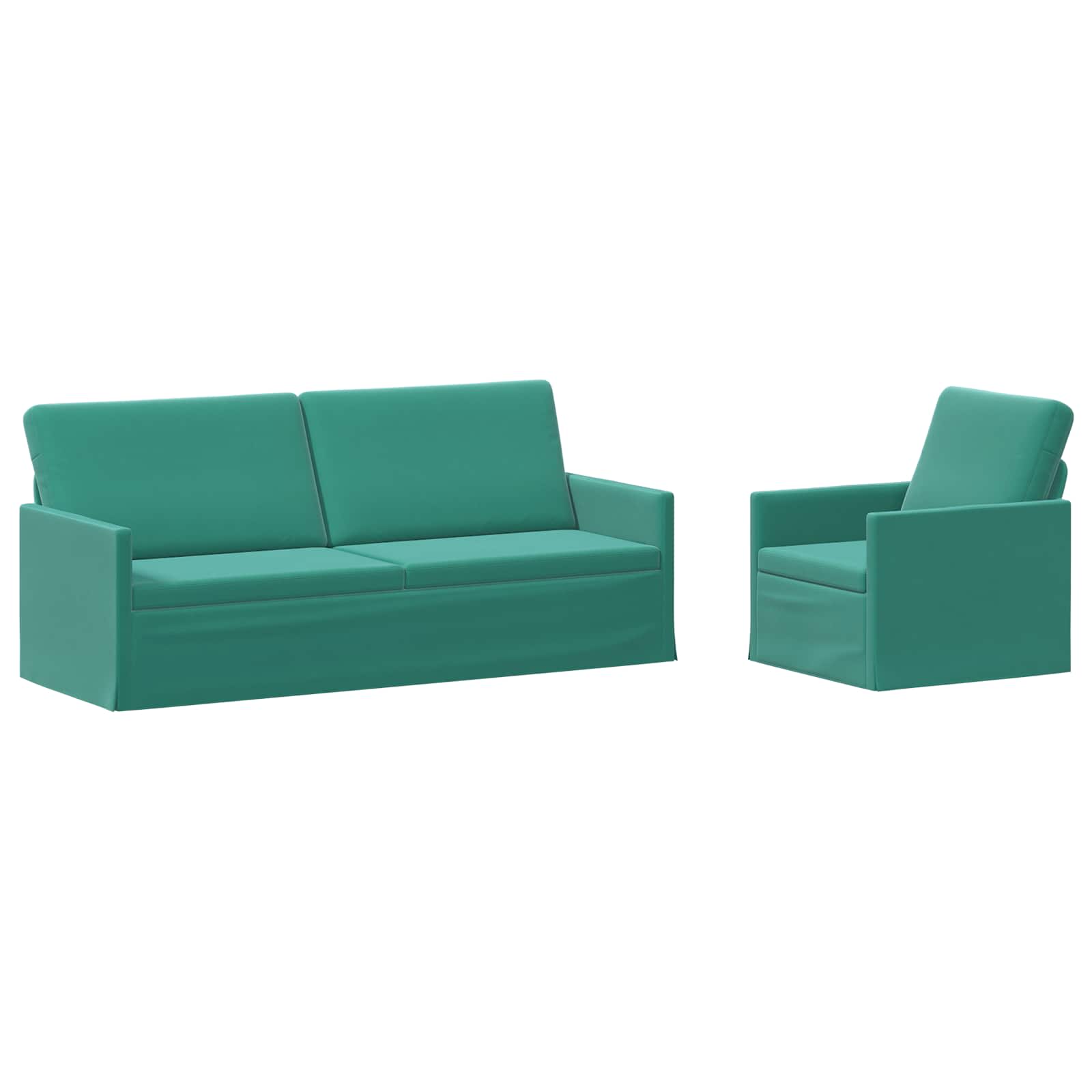 Bankstel 2 pcs Turquoise fluweel