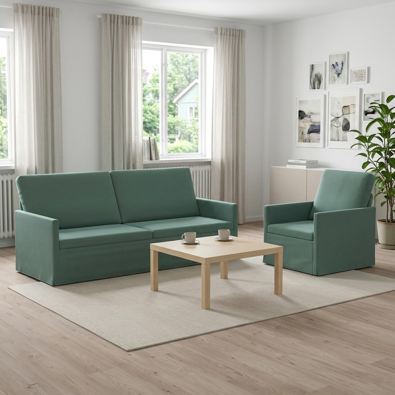 Bankstel 2 pcs Zeegroen fluweel