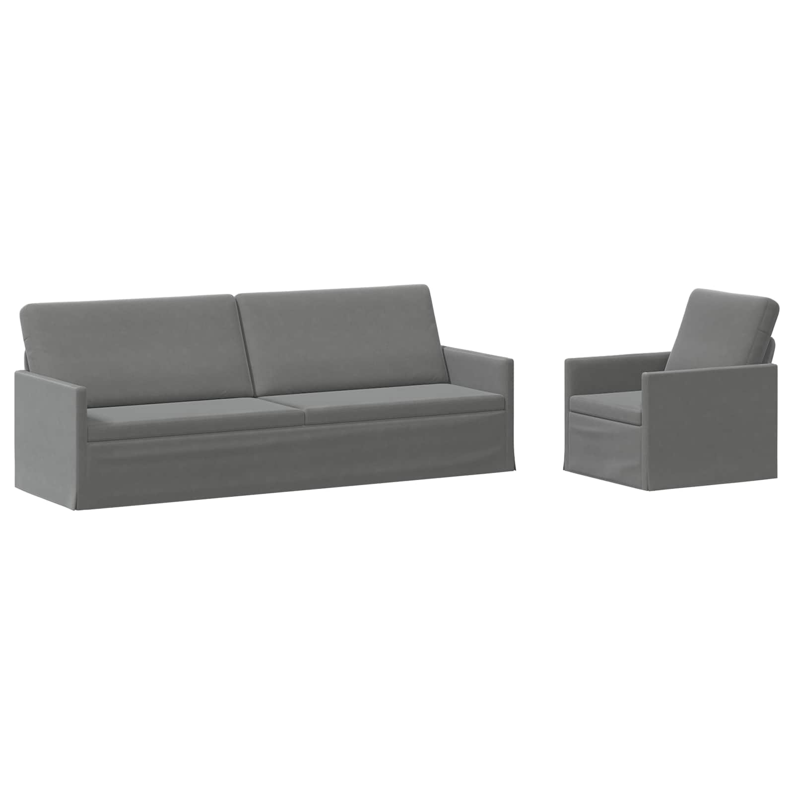 Bankstel 2 pcs Donkergrijs fluweel