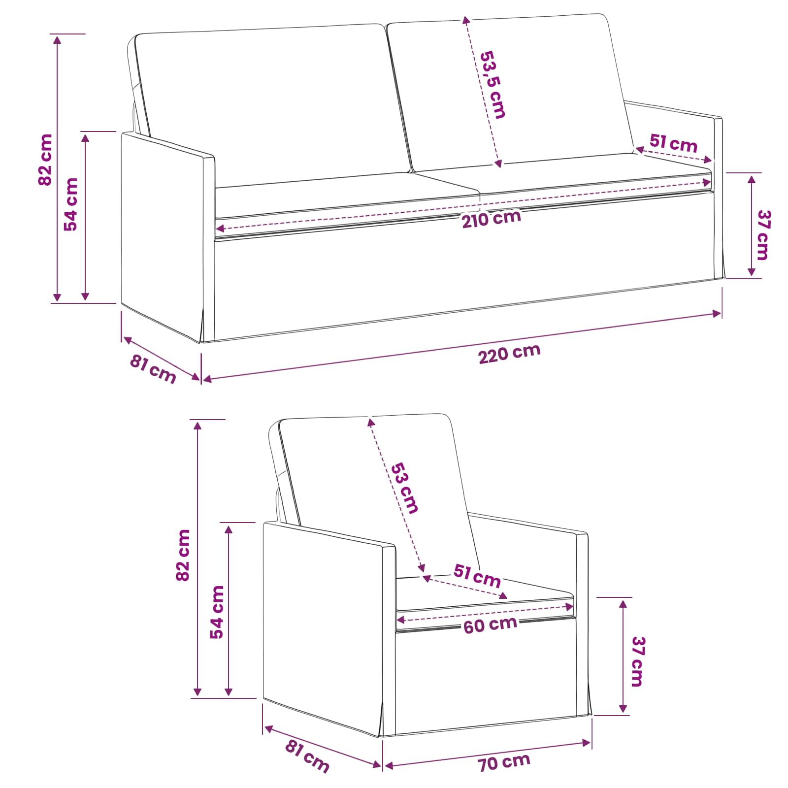 Bankstel 2 pcs Donkergrijs fluweel