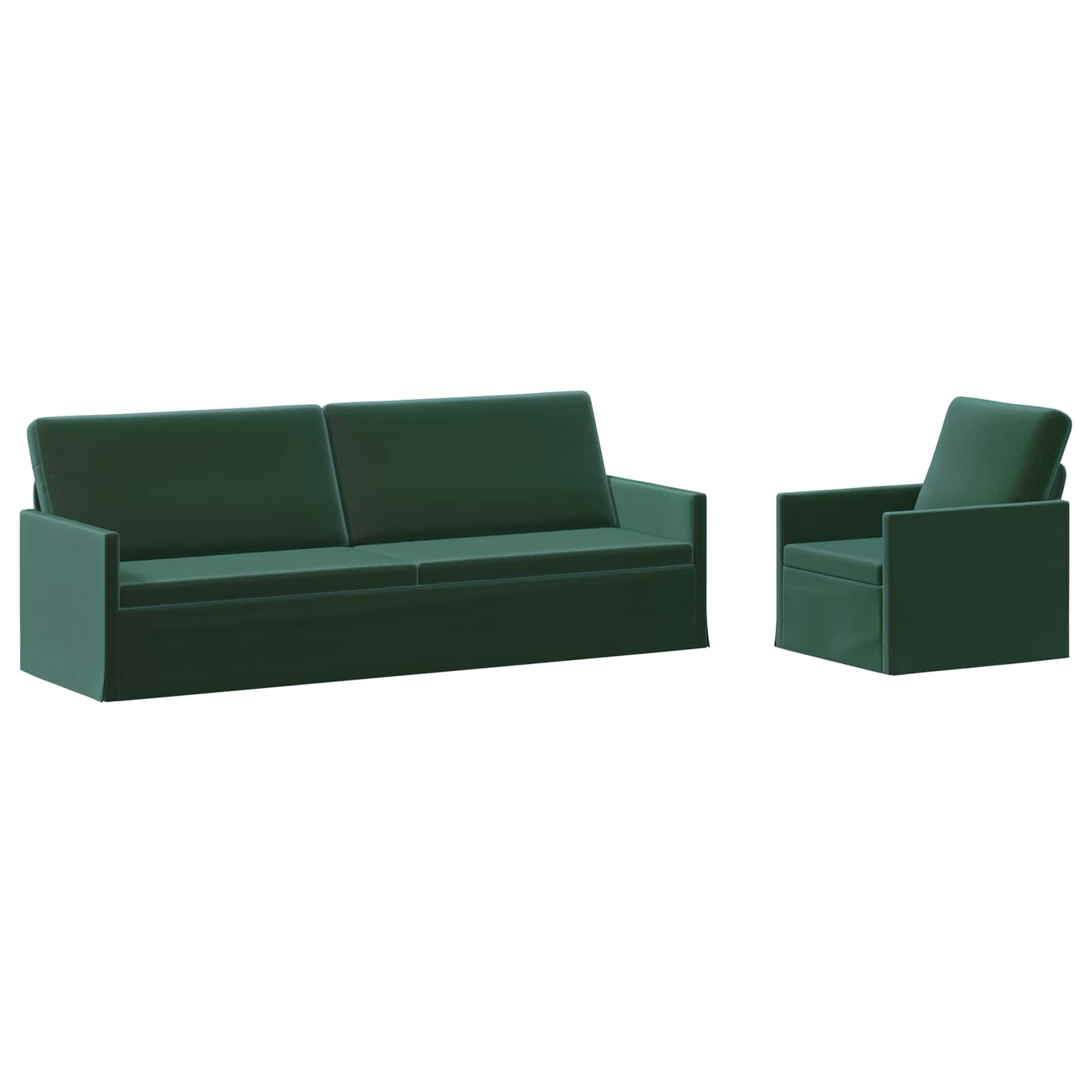Bankstel 2 pcs Donkergroen fluweel