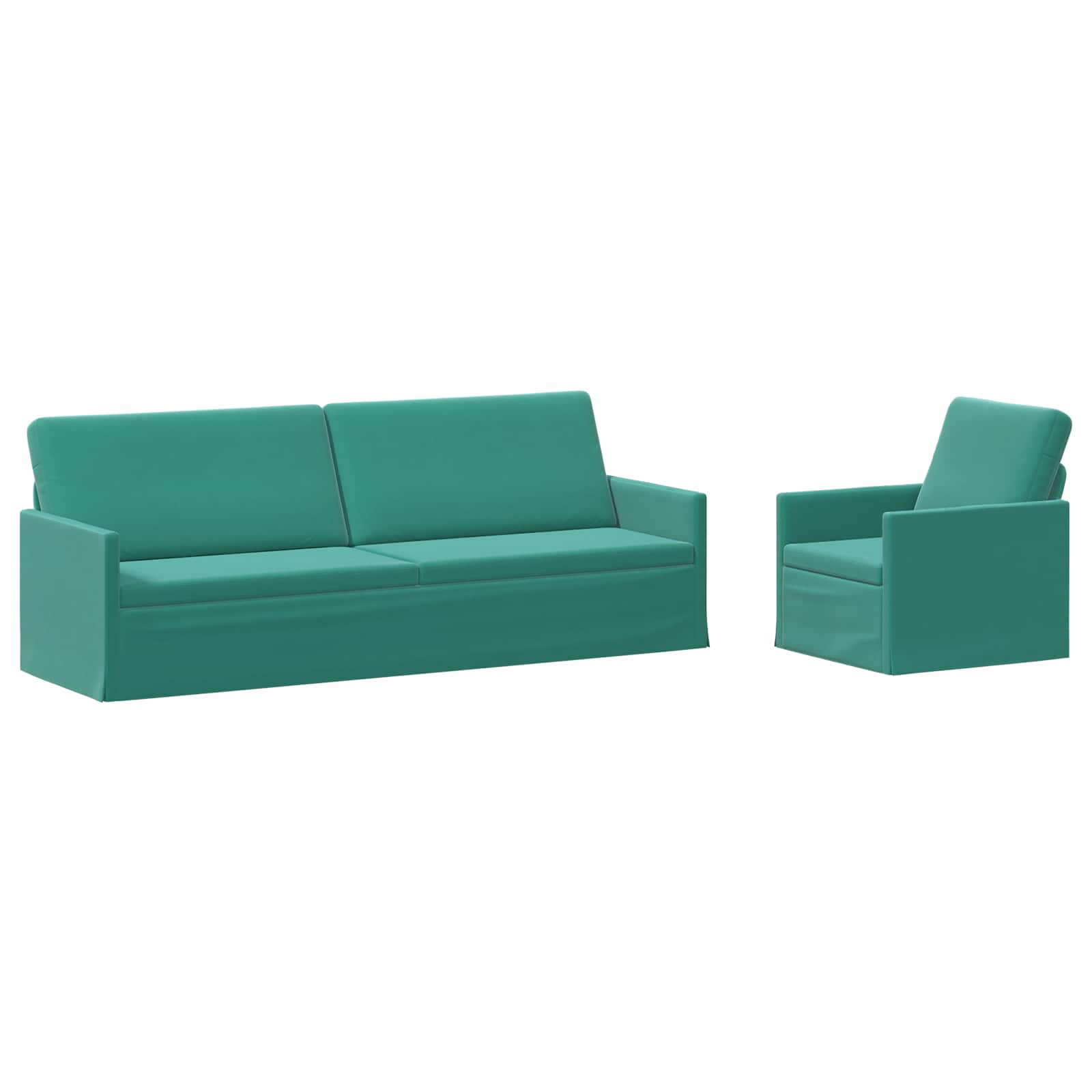 Bankstel 2 pcs Turquoise fluweel