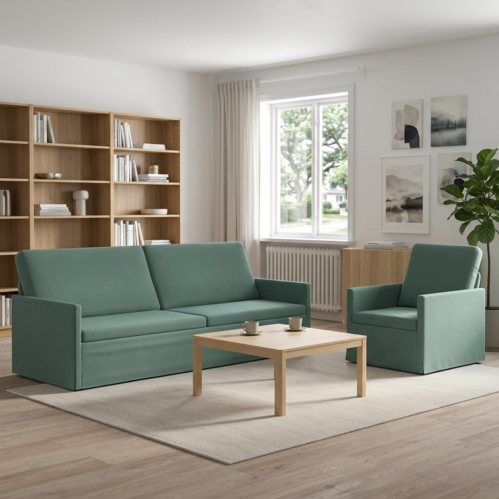 Bankstel 2 pcs Zeegroen fluweel
