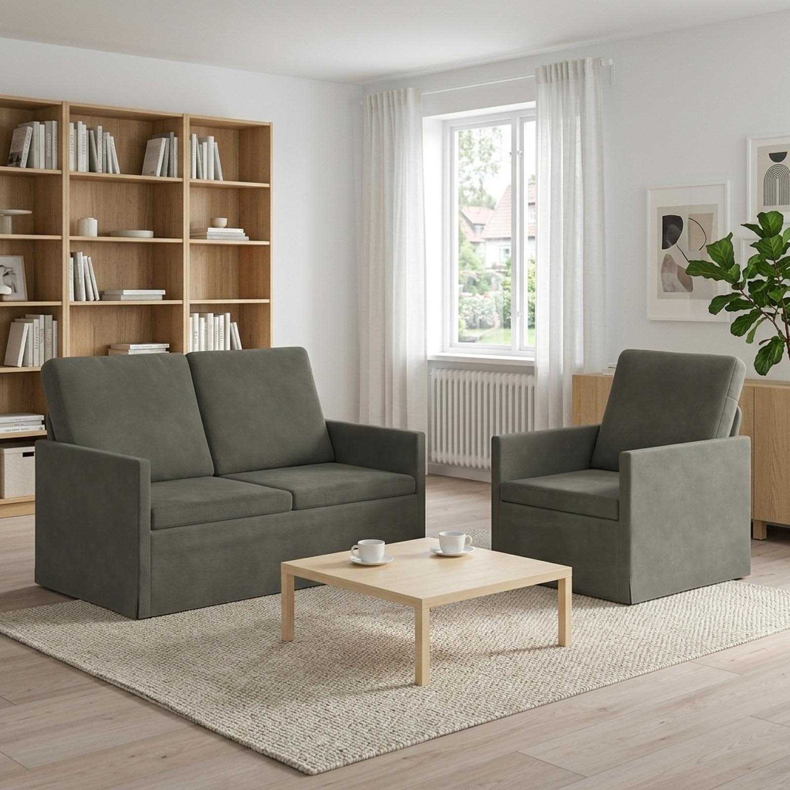 Bankstel 2 pcs Lichtgrijs Katoen Stof