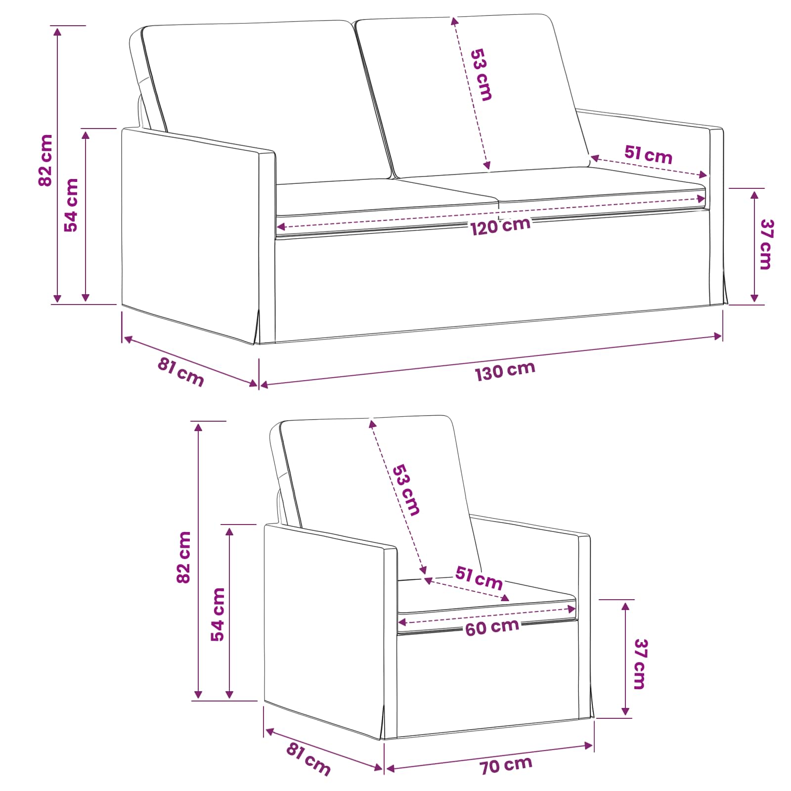 Bankstel 2 pcs Crèmekleurig Katoen Stof