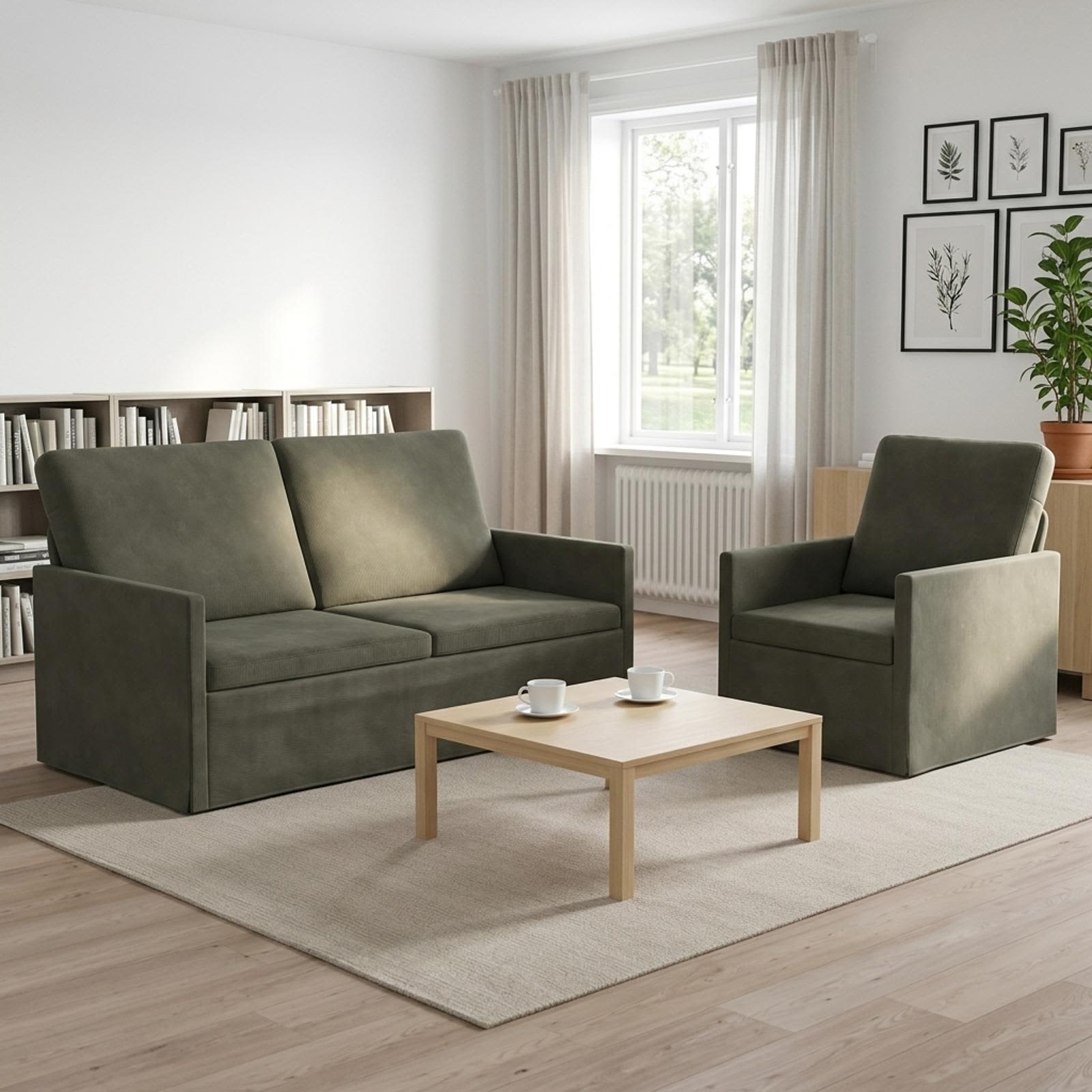 Bankstel 2 pcs Lichtgrijs Katoen Stof