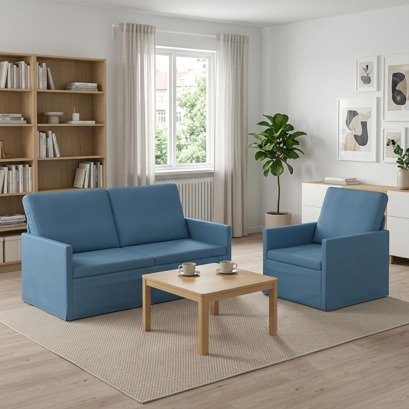 Bankstel 2 pcs Blauw Katoen Stof
