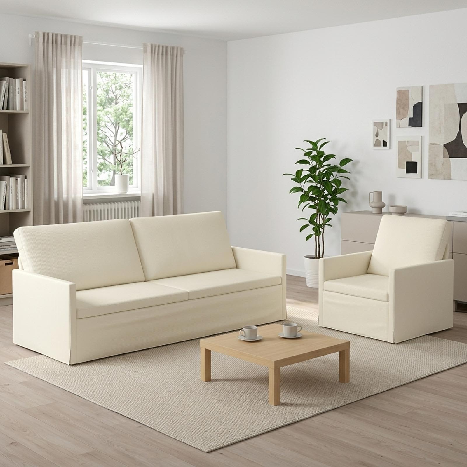 Bankstel 2 pcs Crèmekleurig Katoen Stof