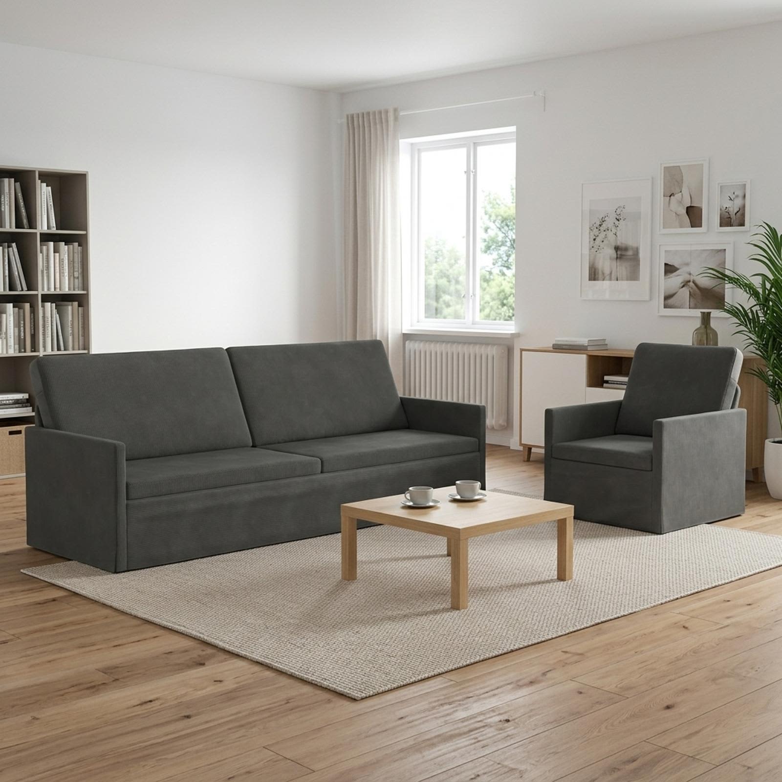 Bankstel 2 pcs Donkergrijs Katoen Stof