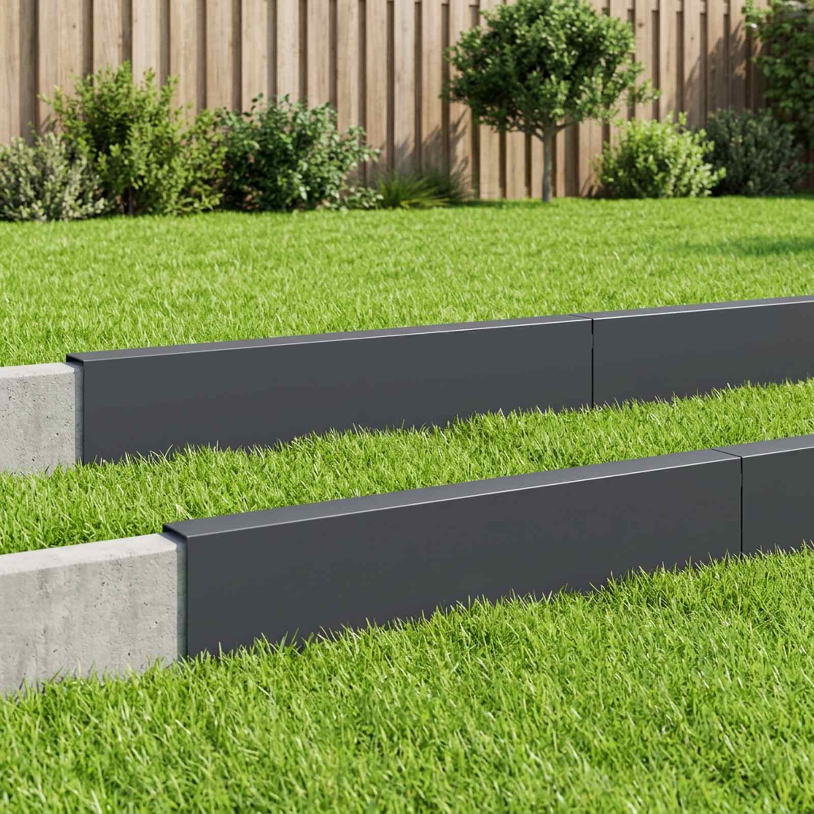 Afdekprofiel voor tuinafboording 10 st 100 x 6 x 15 cm Staal