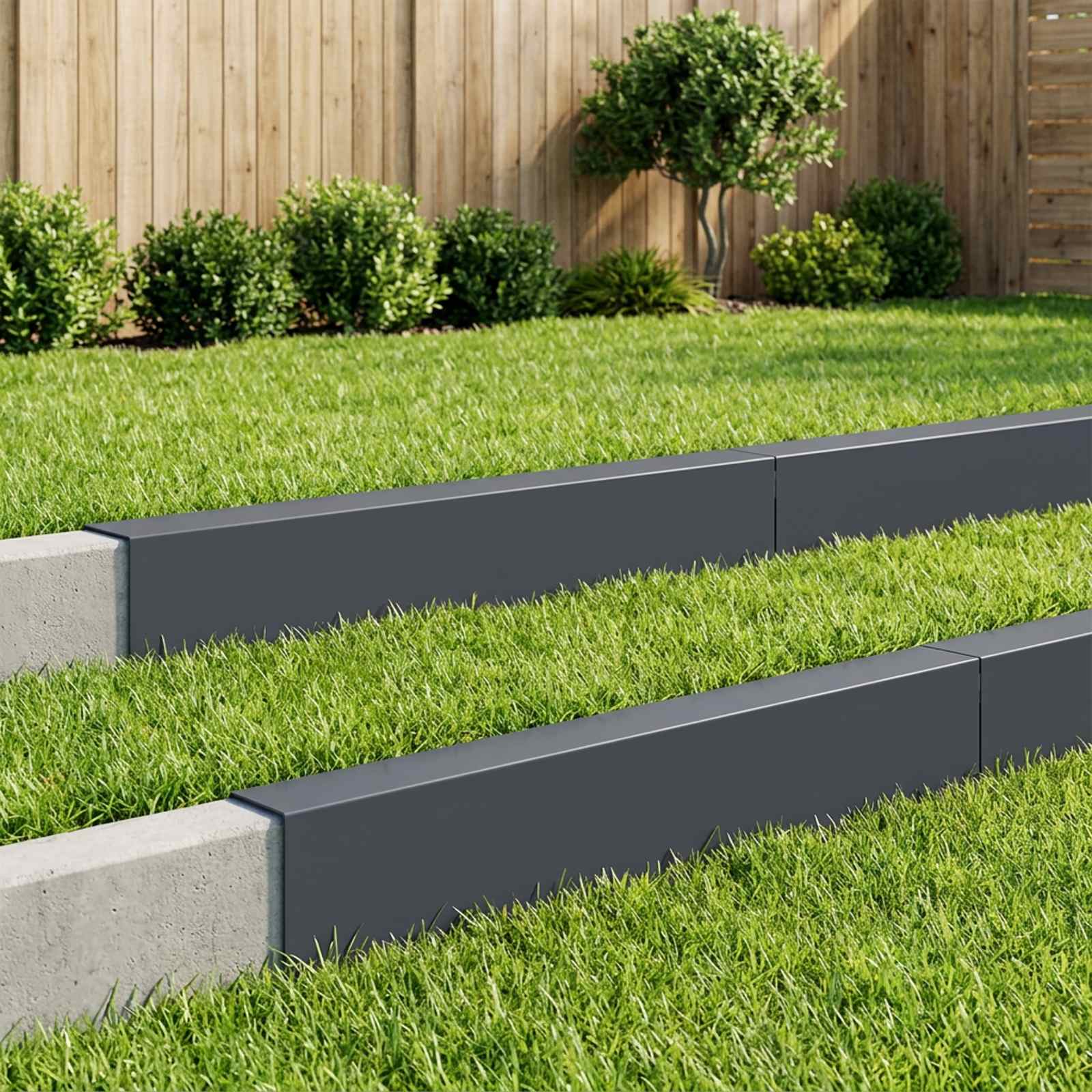 Afdekprofiel voor tuinafboording 10 st 100 x 15 x 15 cm Staal