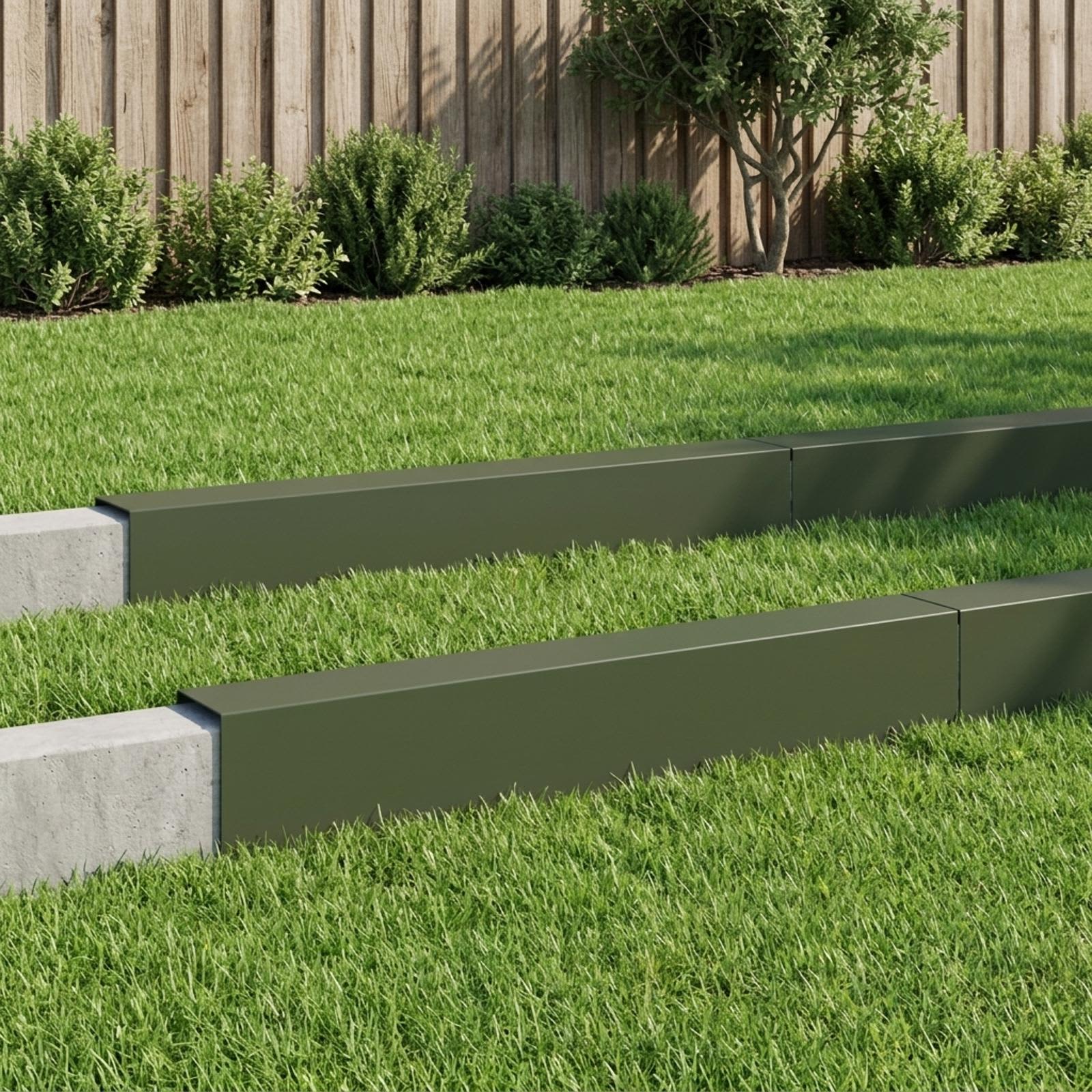 Afdekprofiel voor tuinafboording 10 st 100 x 20 x 15 cm Staal