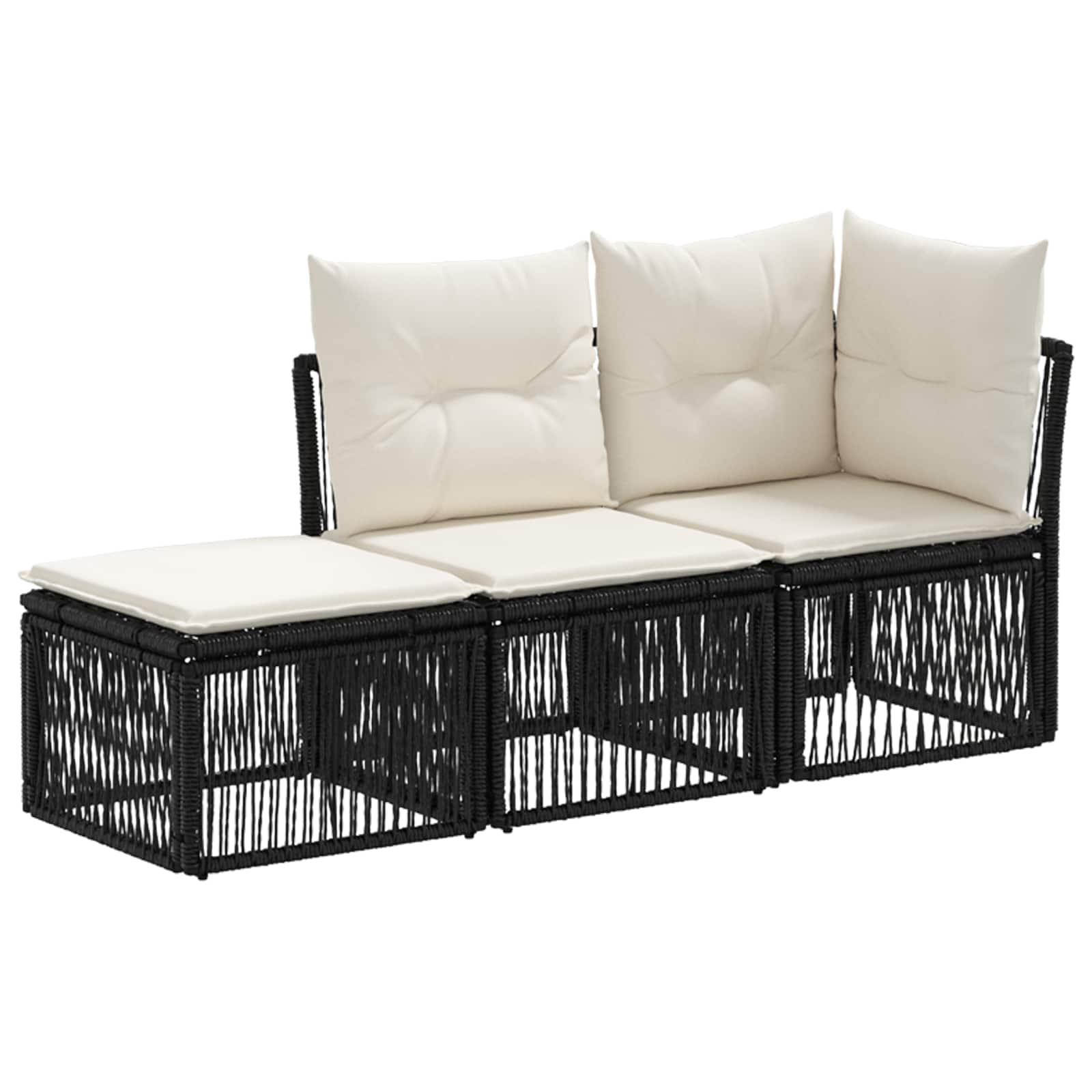 Tuinbankenset 3 st 3-Aantal zitplaatsen Zwart poly rattan