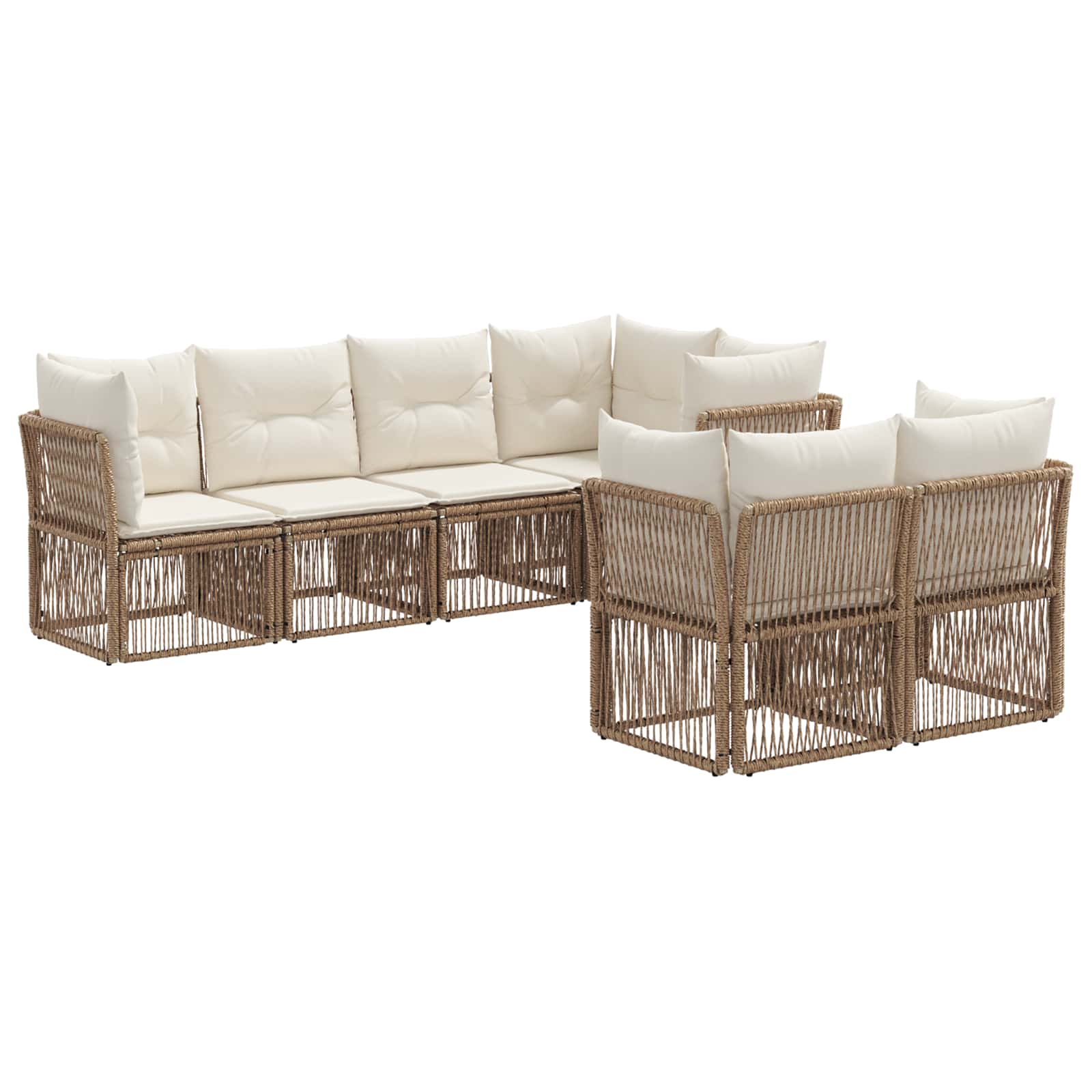 Tuinbankenset 7 st 7-Aantal zitplaatsen Beige poly rattan