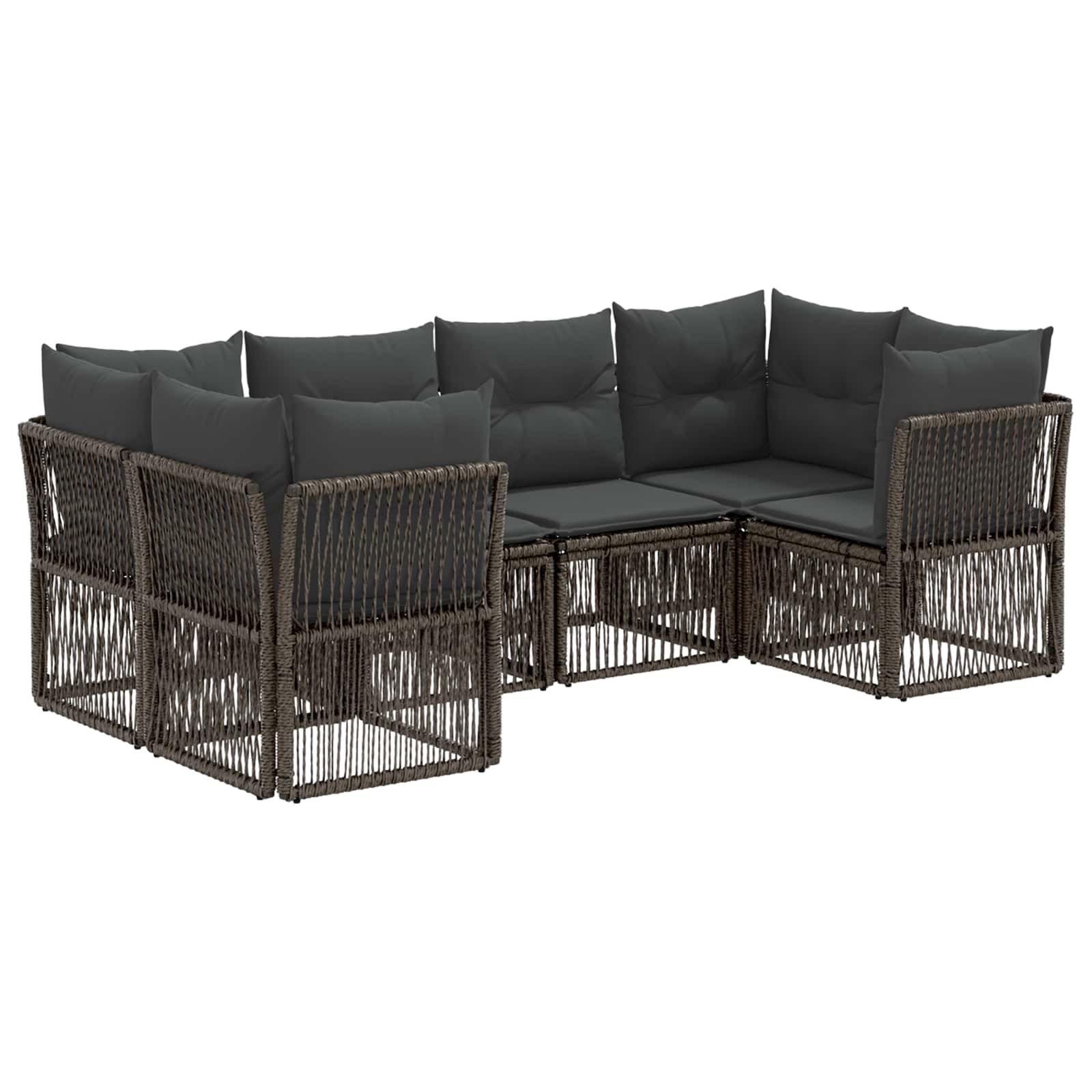 Tuinbankenset 6 st 6-Aantal zitplaatsen Grijs poly rattan